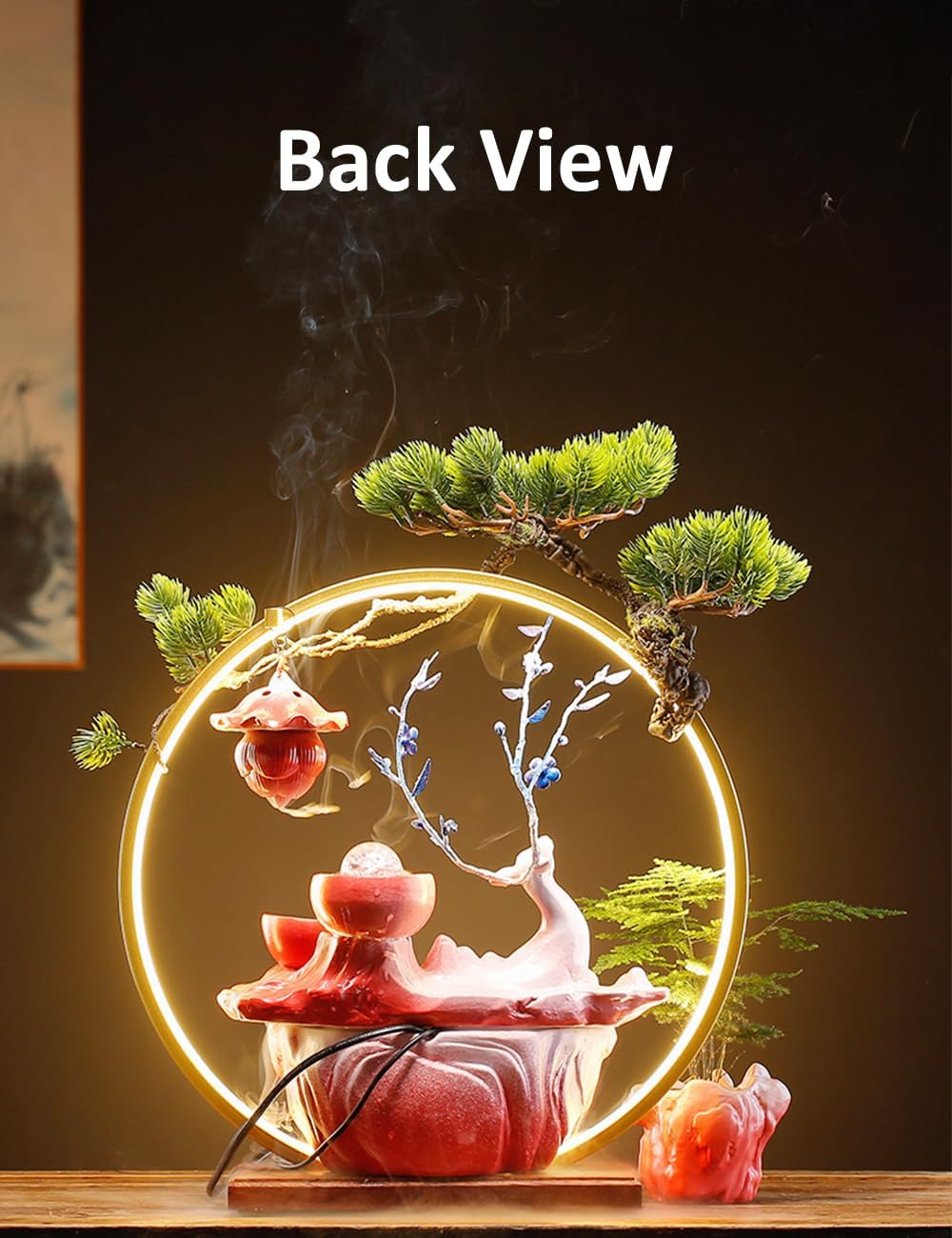 Elegant Deer Water Fountain with LED Light Mist