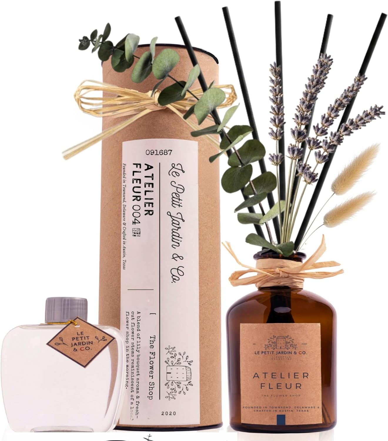 Le Petit Jardin Co Reed Diffuser Set with Real Dried Flowers
