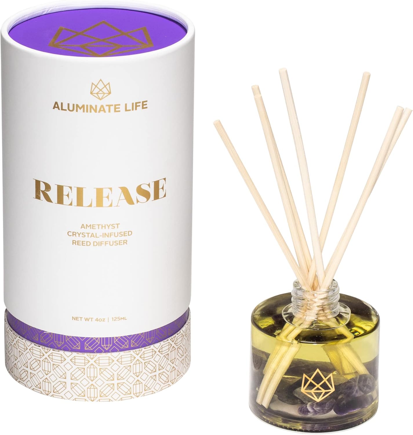 Crystal Infused Reed Diffuser 4 Oz Amethyst Lavender Bergamot Frankincense