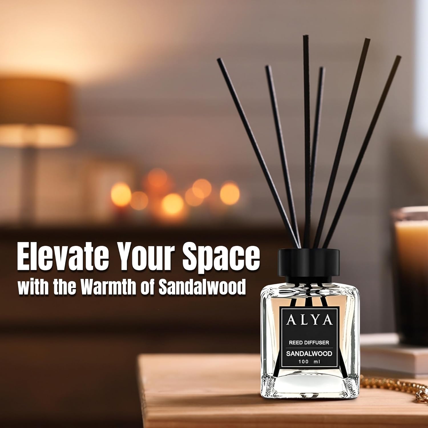Sandalwood Reed Diffuser for Home - 100ml Long Lasting Aroma