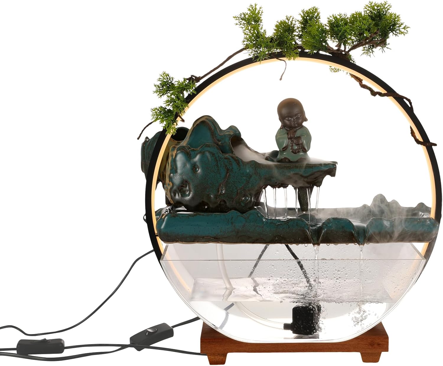 Big Fountain for Table Top - Indoor Waterfall with LED and Reflux Incense