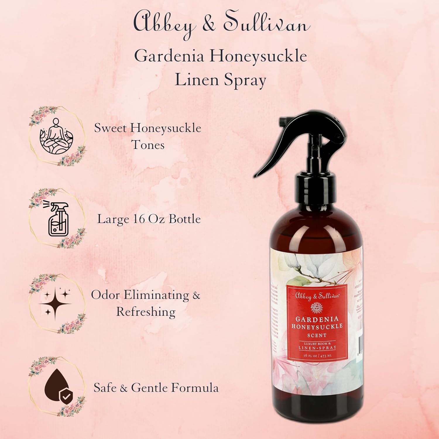 Abbey Sullivan Linen Spray Gardenia Honeysuckle 16 oz Pack of 2