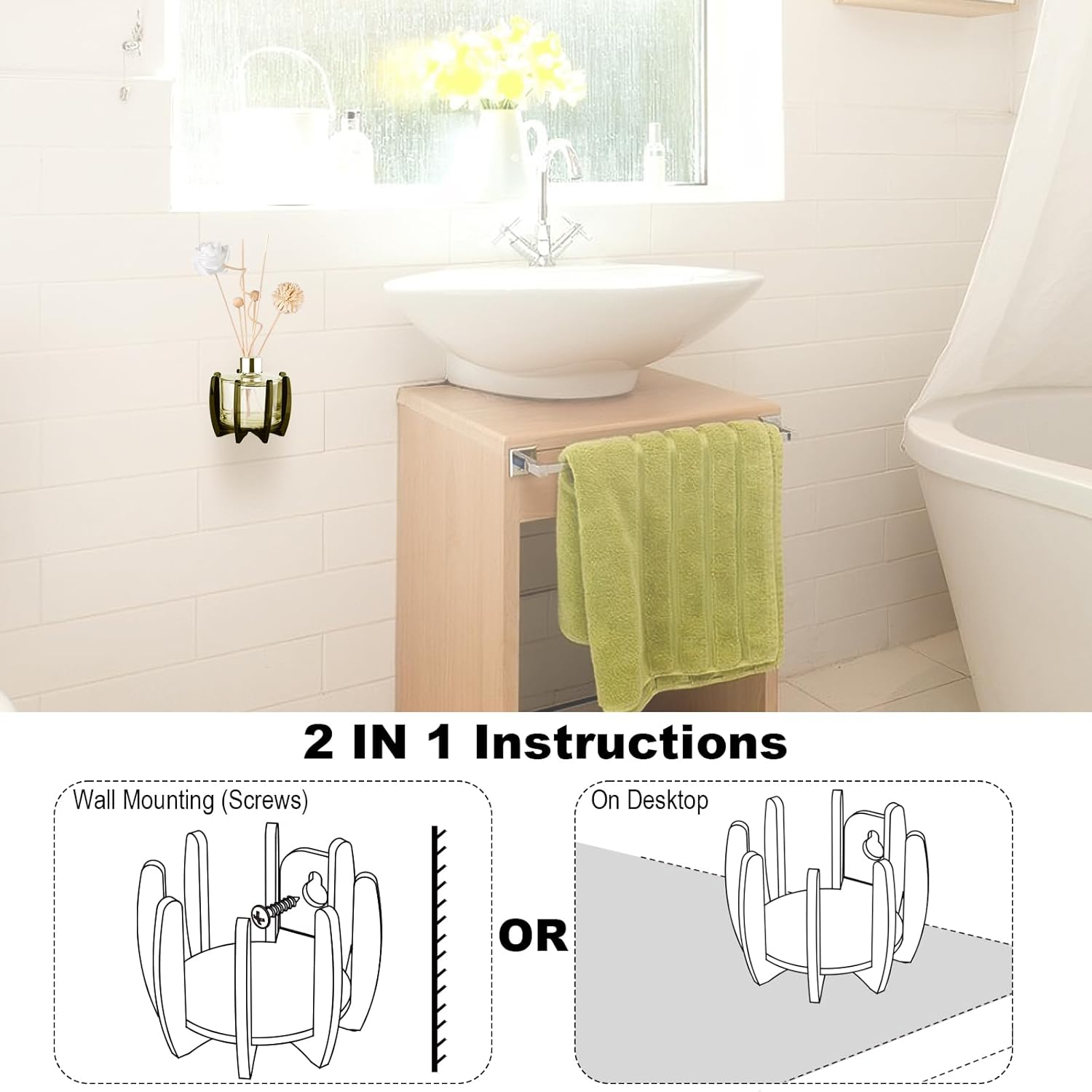 Preserved Flower Diffuser Holder No-Drill Wall Mount for Home Use