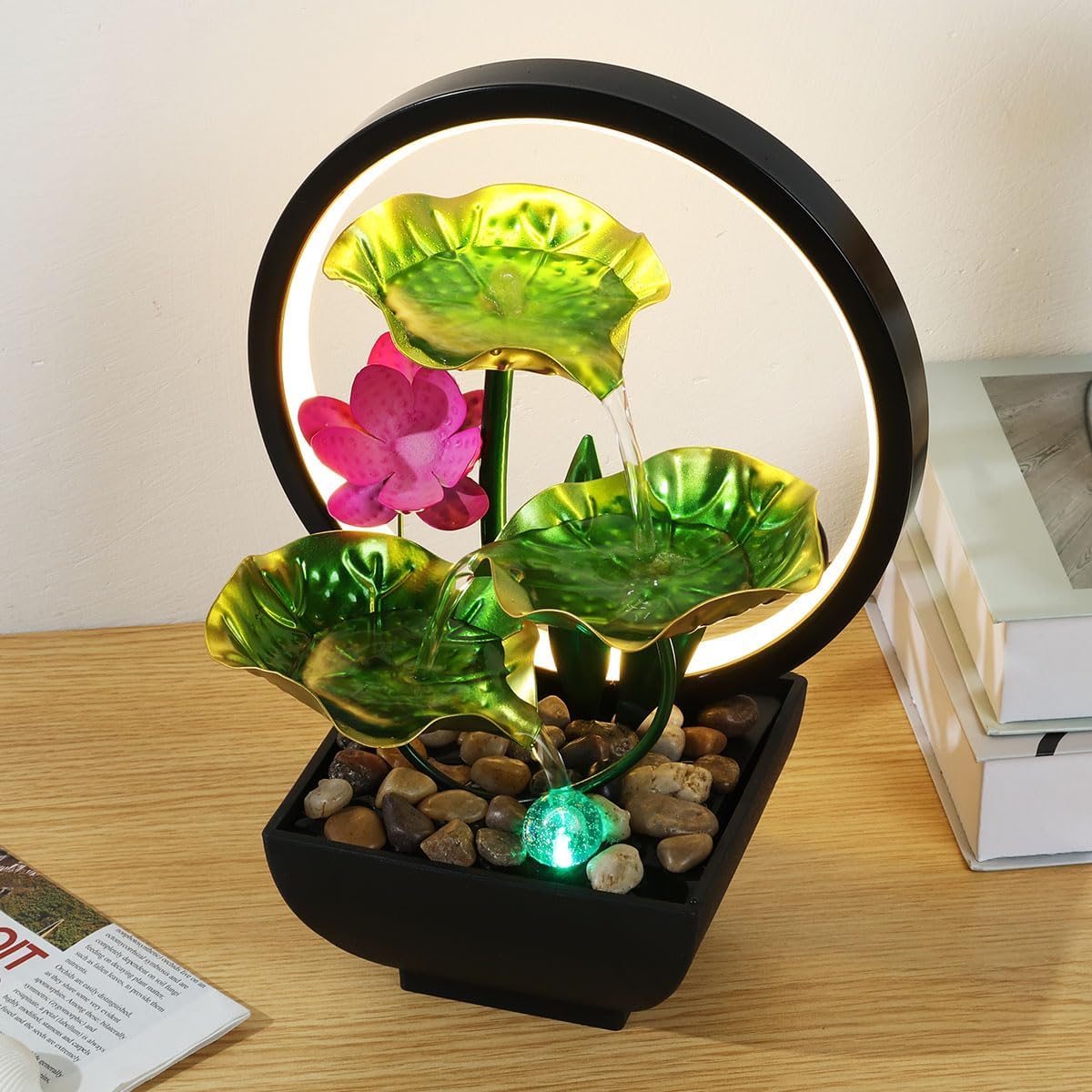 Kandishiex Tabletop Fountain with LED Lights