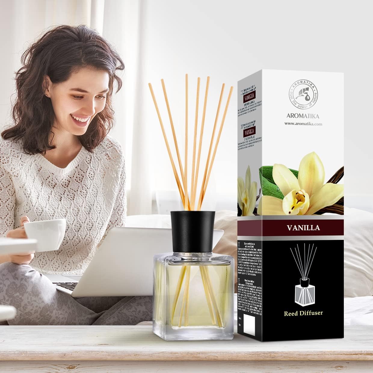 Vanilla Essential Oil Reed Diffuser Set 17 Fl Oz