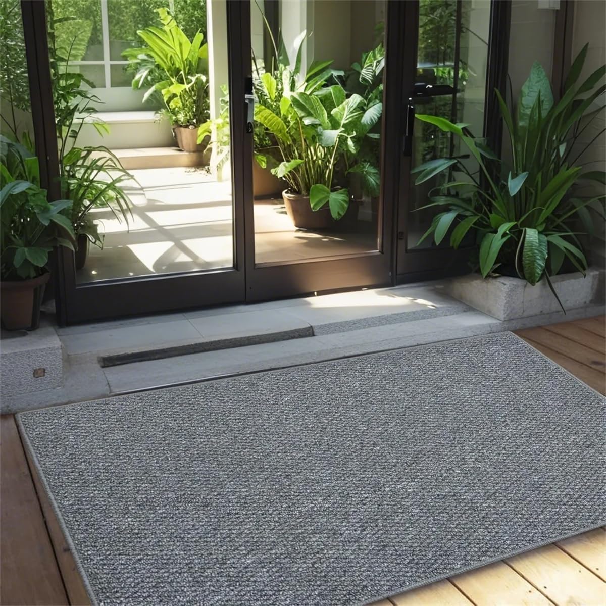 Lacomfy 2x4ft Grey Faux Jute Area Rug