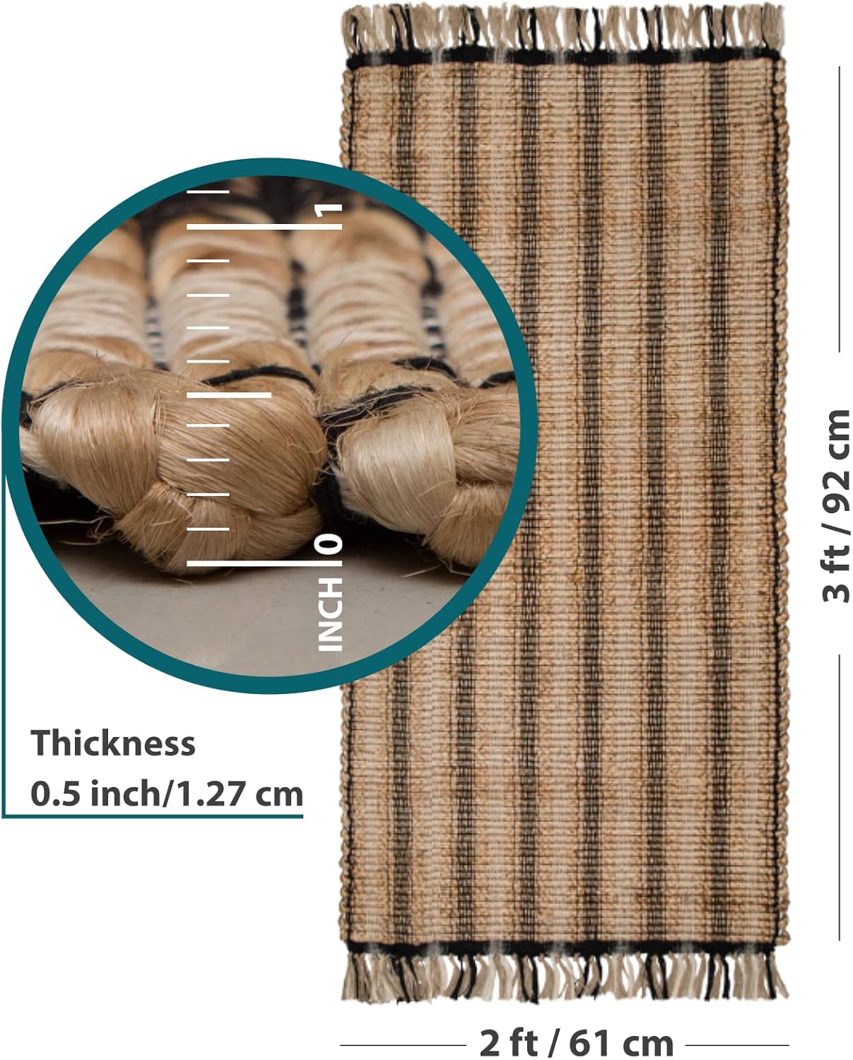 Eco Crave Natural Jute Braided 2x3 ft Entryway Rug