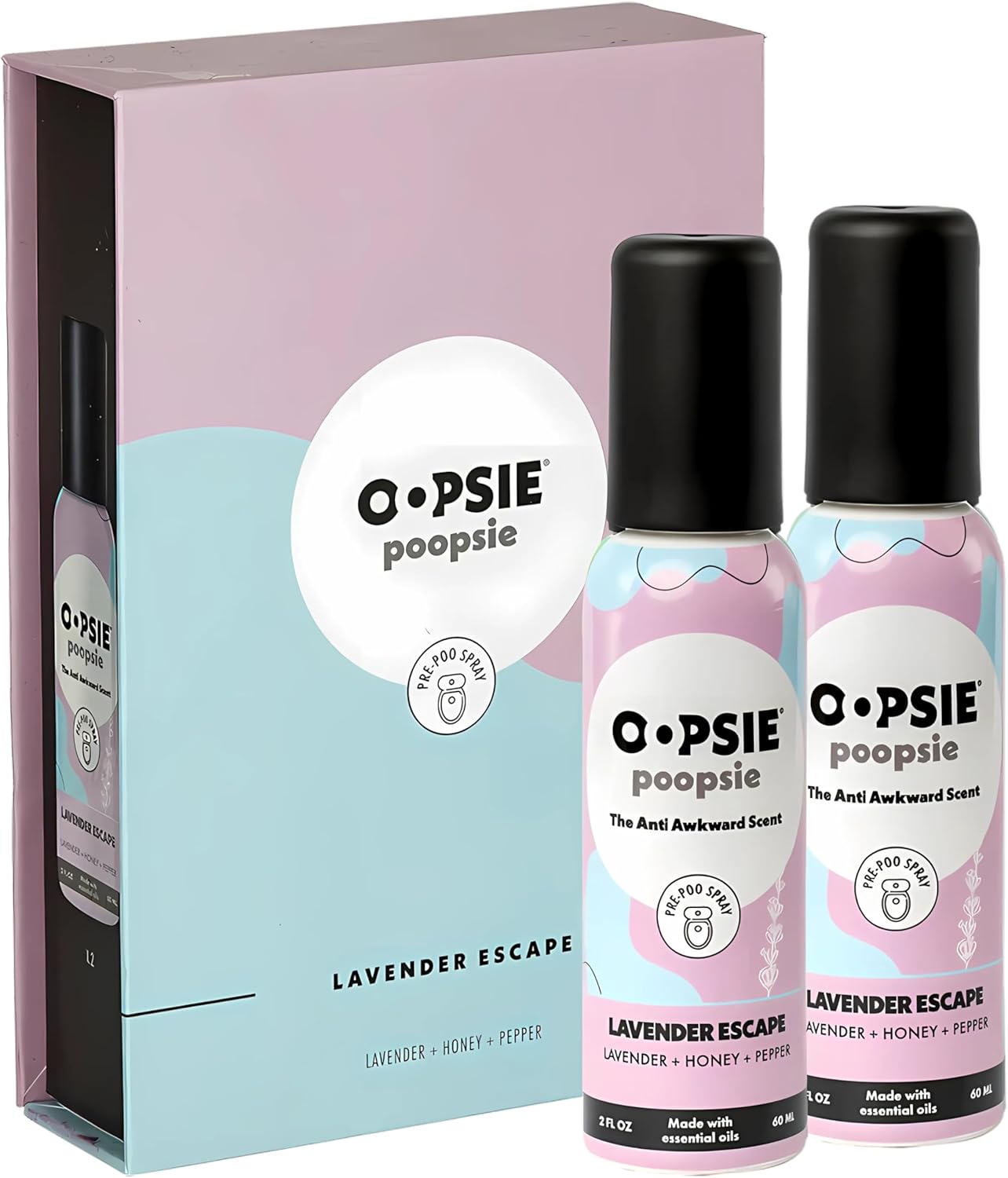 Oopsie Poopsie Pre-Poop Toilet Spray 2oz Travel Size 7ml Pocket Set