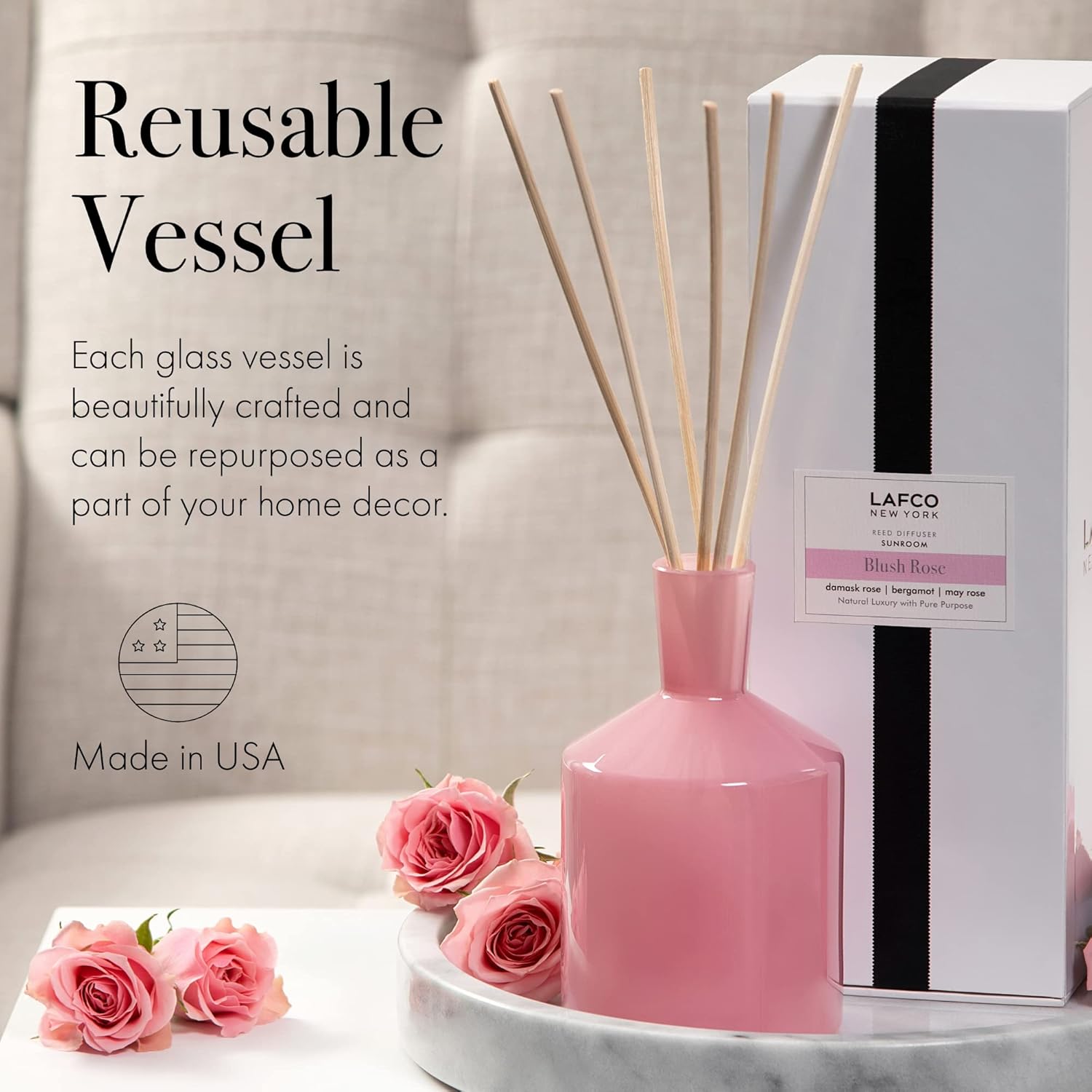 LAFCO New York Classic Reed Diffuser Blush Rose 6 oz