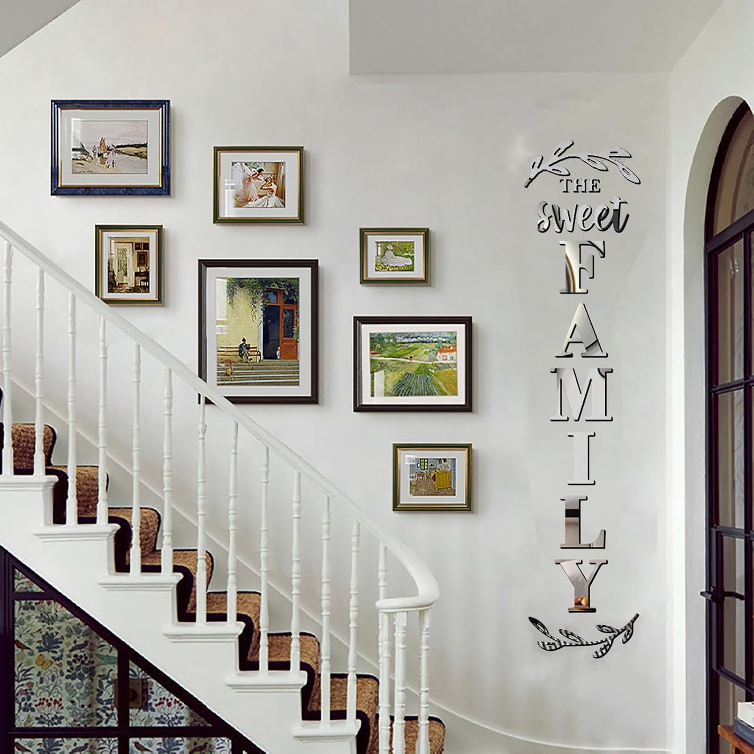 Home Wall Decor Family Letter Signs with Mirrors Stickers - Silver 68 X 18 in