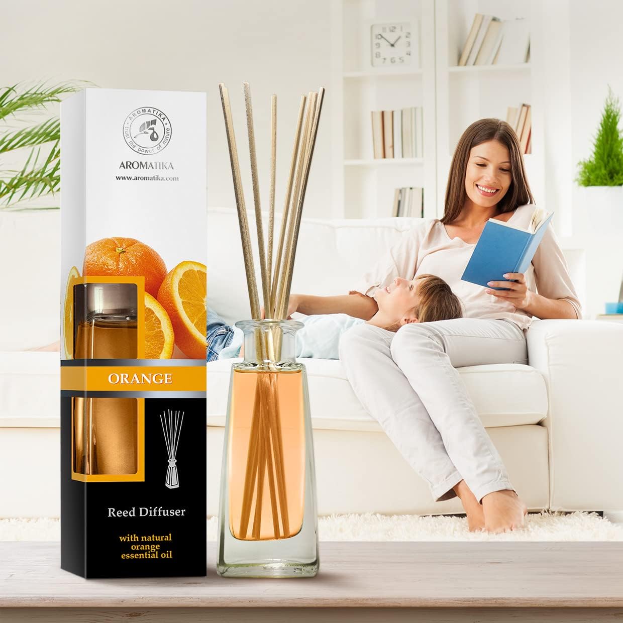 Orange Reed Diffuser - 2x34 Fl Oz - Fresh Room Fragrance