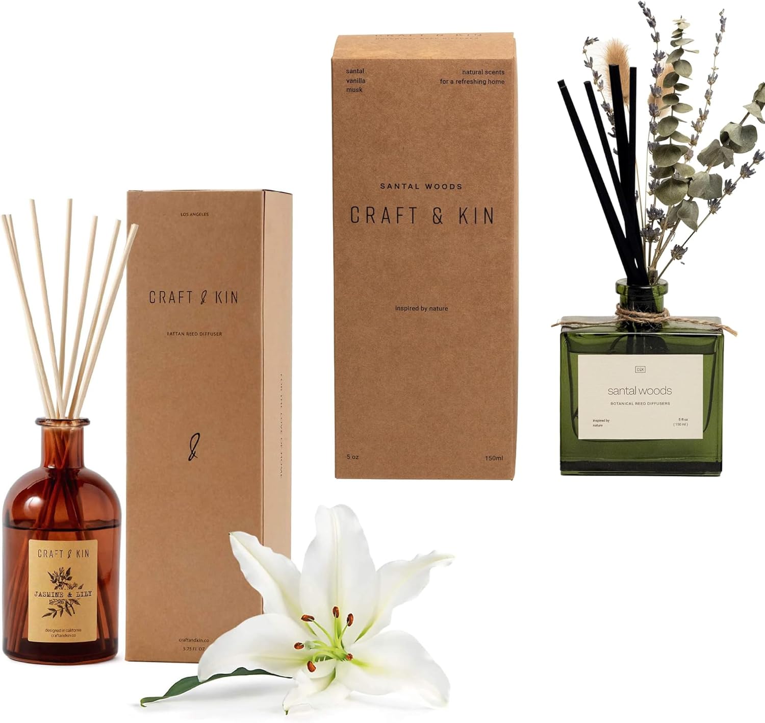 Craft Kin Scented Reed Diffuser Set with Flowers