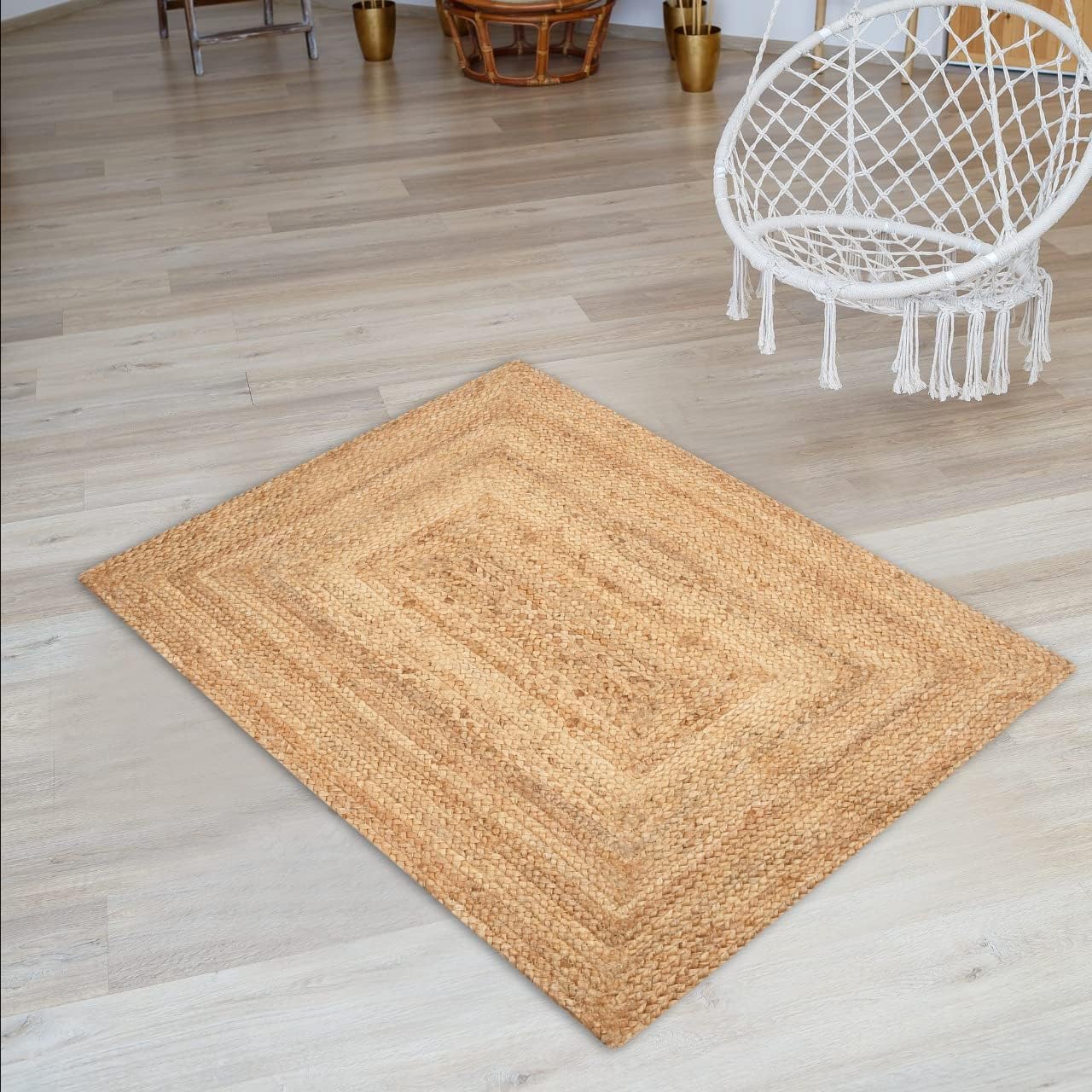 Ekakshx Hand Woven Jute Braided Rug 24x36 Inches
