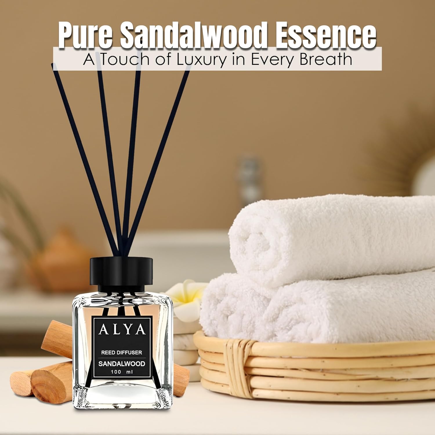 Sandalwood Reed Diffuser for Home - 100ml Long Lasting Aroma