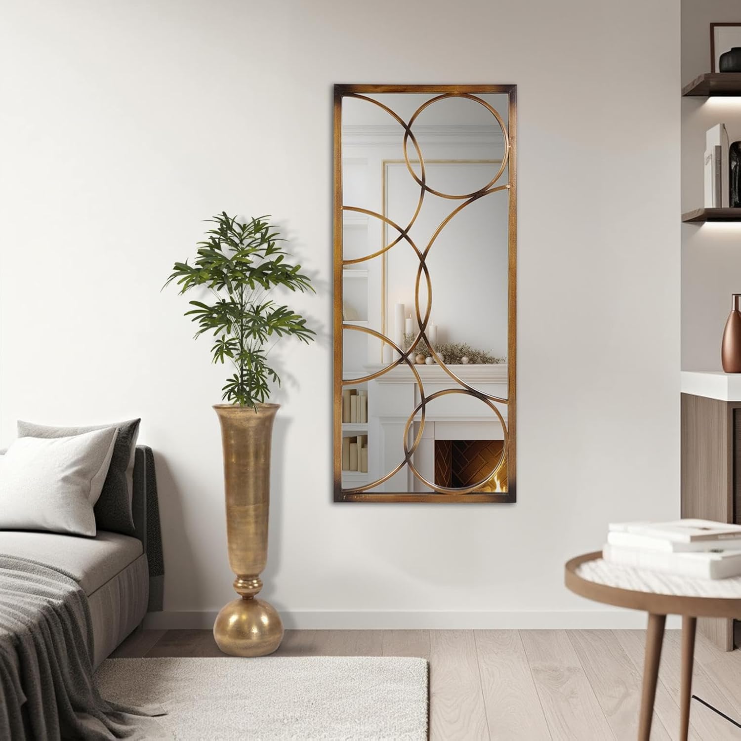 Howard Elliott Decorative Rectangular Wall Mirror in Antique Bronze