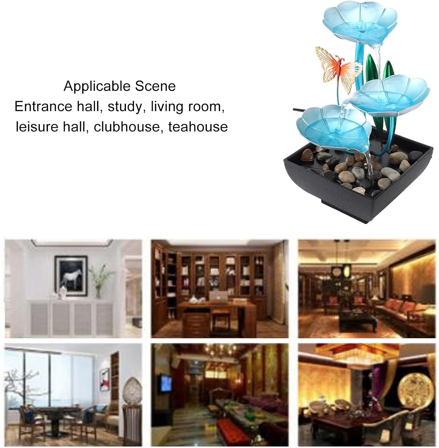 Tabletop Fountain with LED Light and USB Power