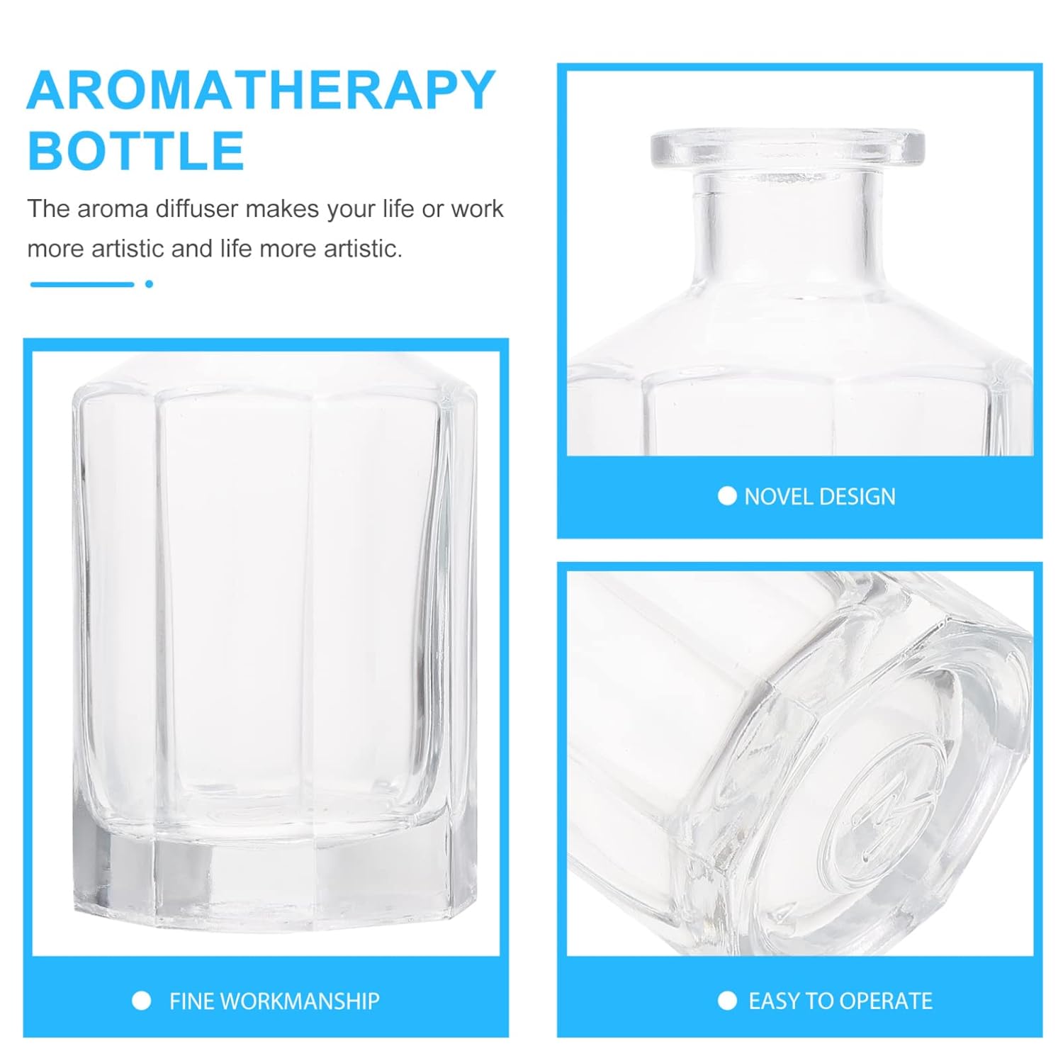 Healifty 2pcs White Glass Diffuser Bottles