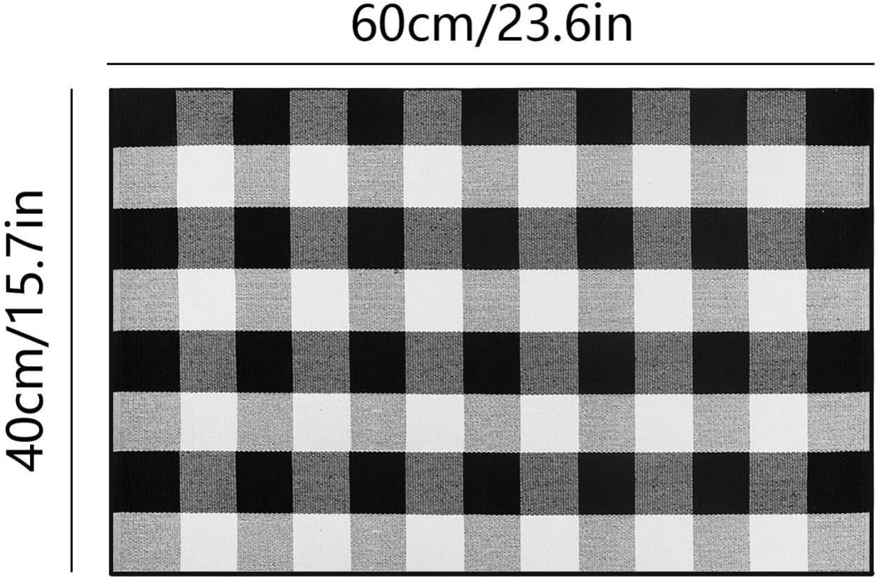 Generic Fall Outdoor Rug Front Porch Buffalo Plaid Doormat Black