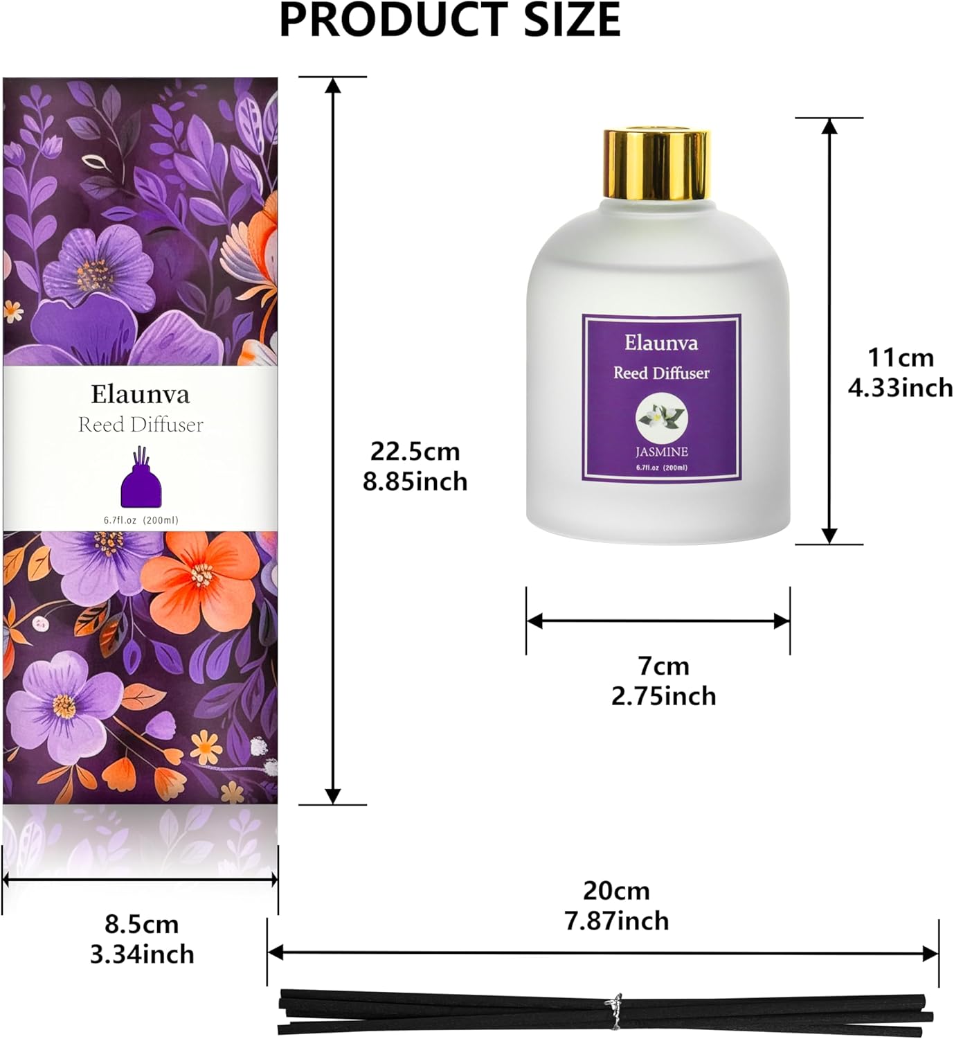 Jasmine Reed Diffuser Set 67fl oz with 8 Sticks