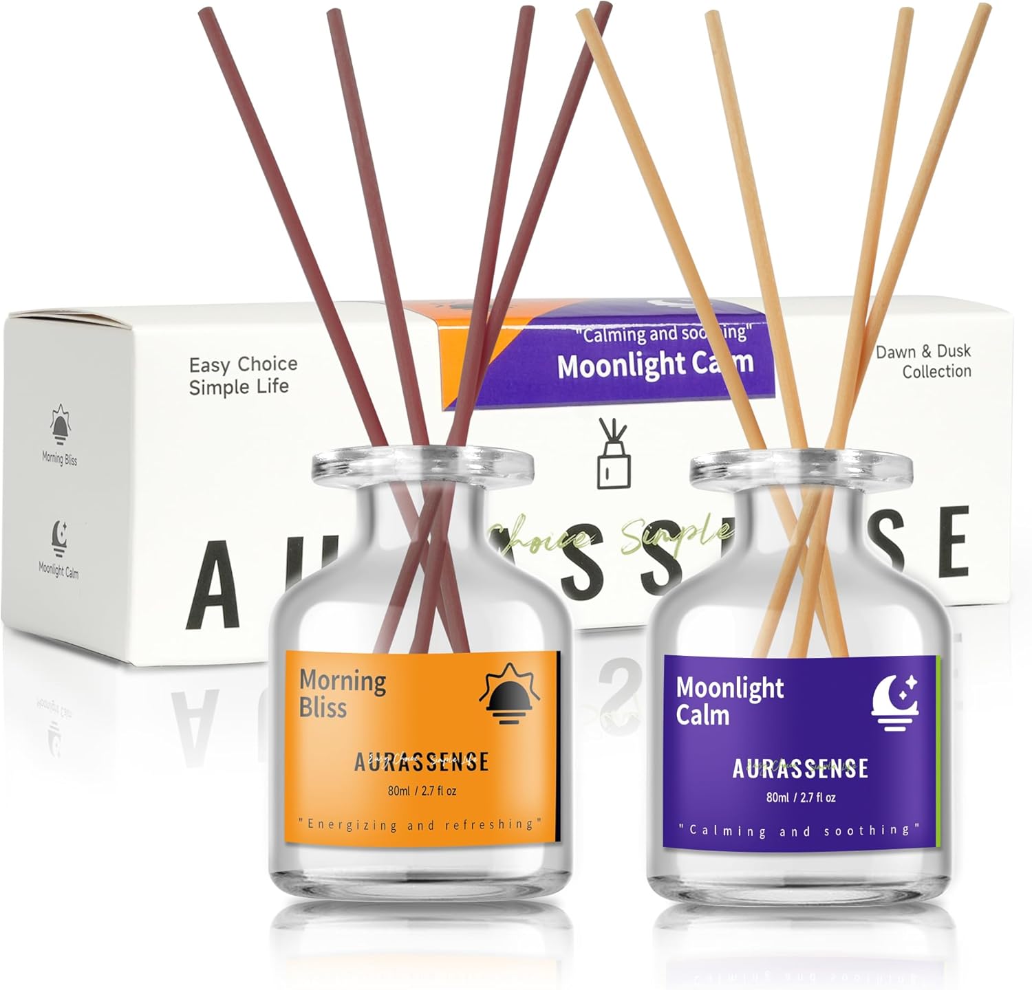 Aurassense Reed Diffuser Set 2 Bottles Day Night Aromatherapy