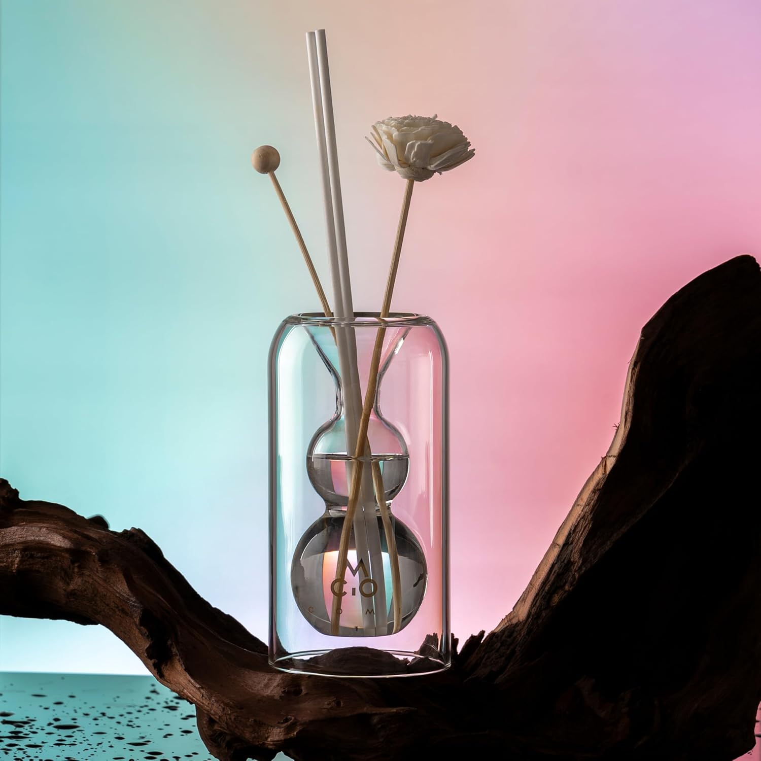 COMI Glass Reed Diffuser Bottle with 5 Sticks and Luminous Base