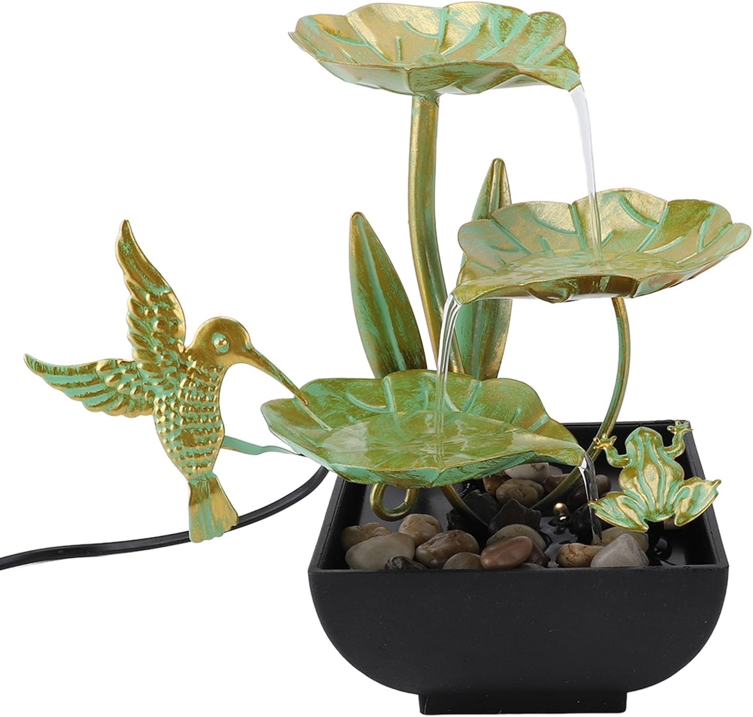 TOPINCN Tabletop Fountain with LED Lights USB Charging 3 Tier