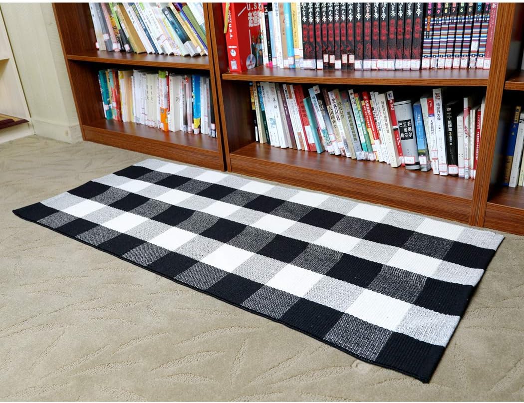 Winwinplus Buffalo Check Rug 236 x 512 Inch Cotton Washable Doormat for Home