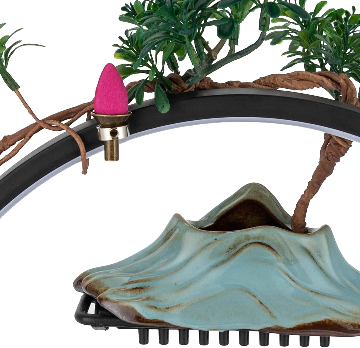 Tabletop Fountain with LED Ring Light and Incense Holder