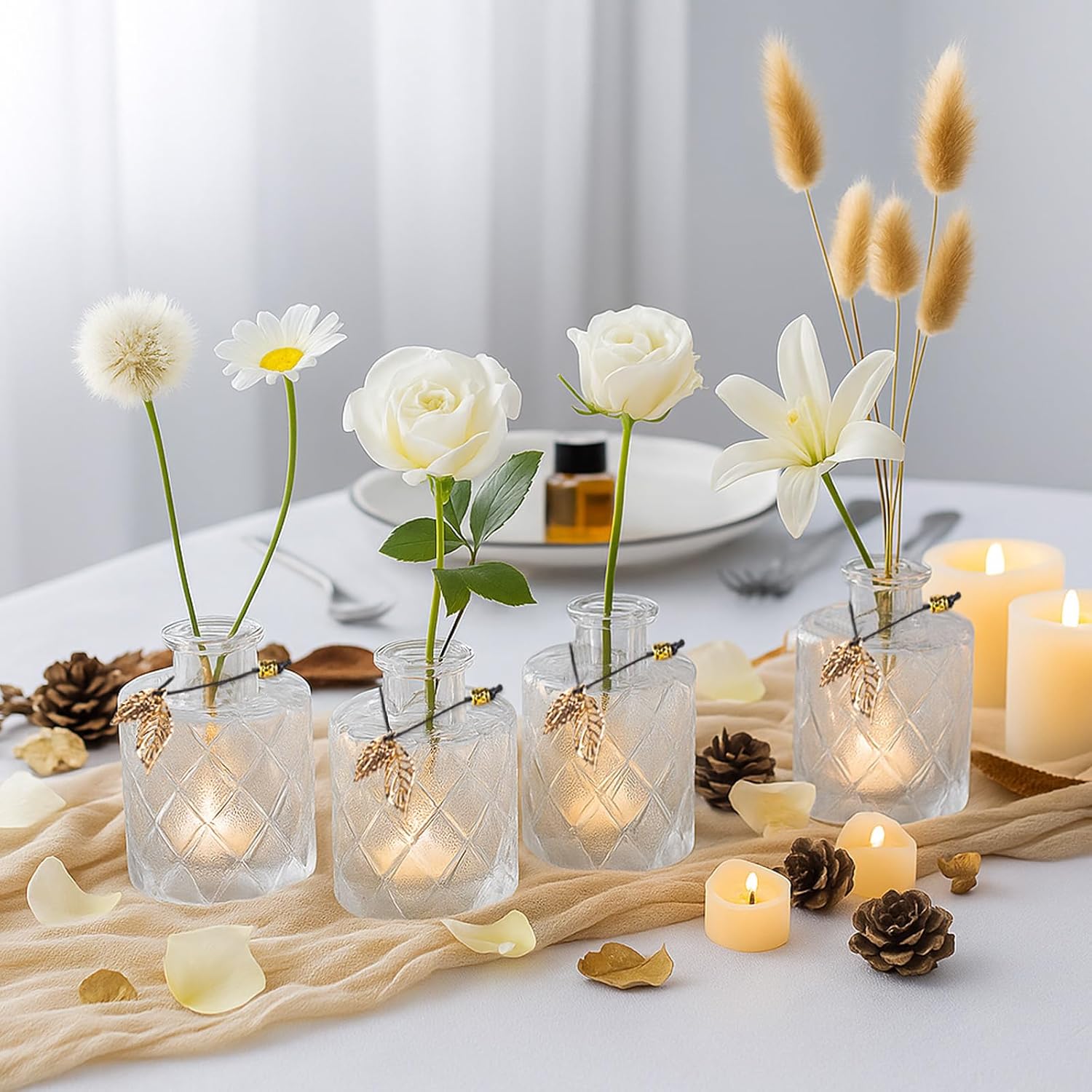 Glass Reed Diffusers Set of 6 with 40 Sticks