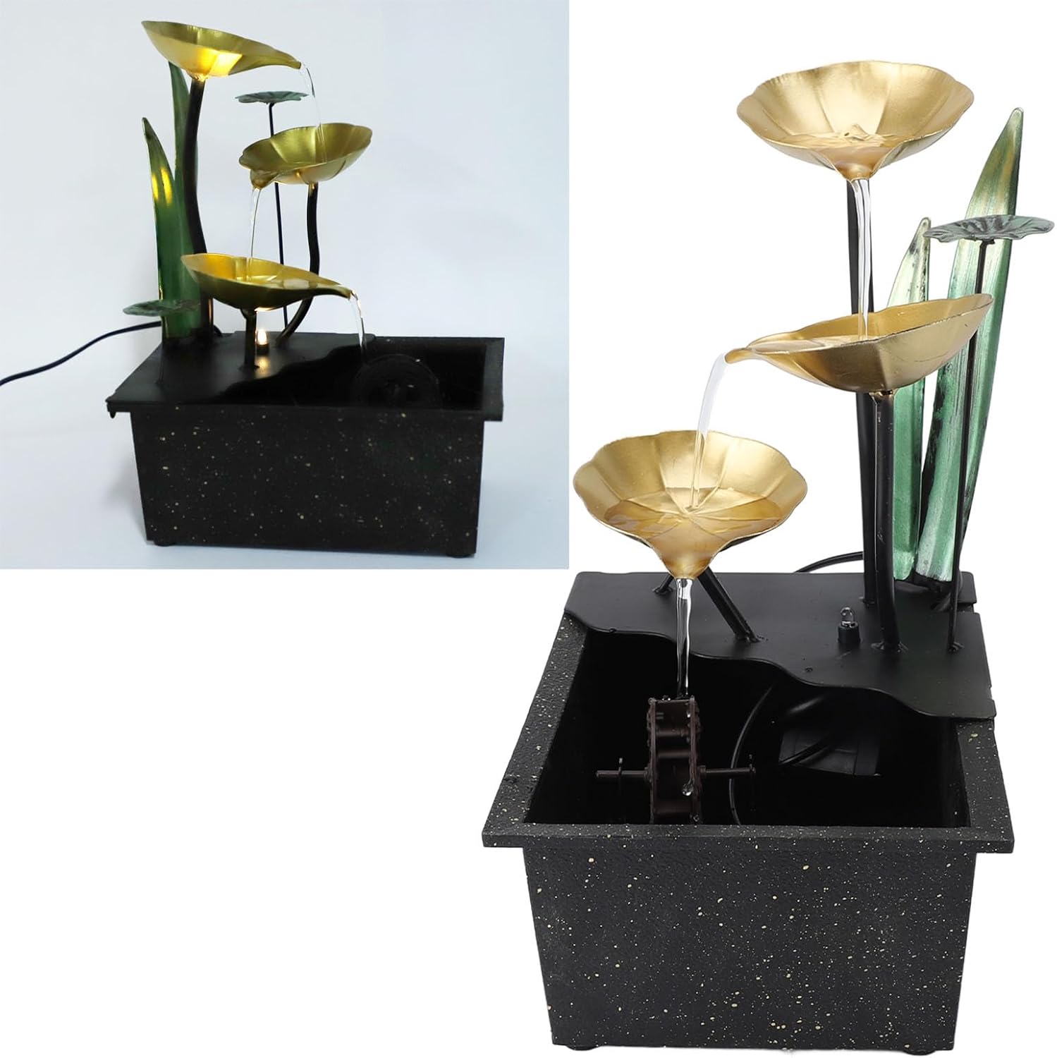 Compact Tabletop Fountain with LED Light and Adjustable Flow