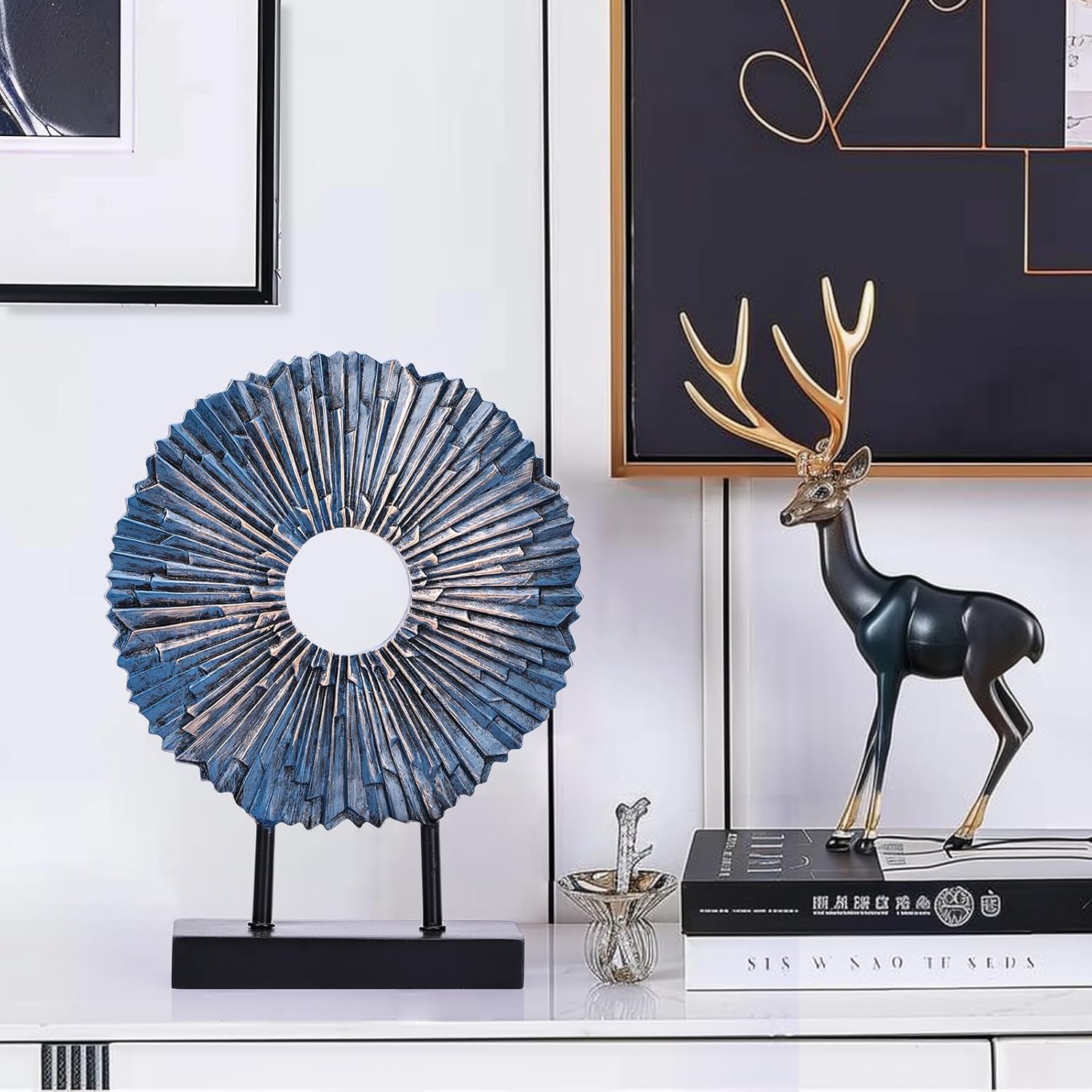 Modern Round Sculpture 12 Inch Abstract Decor