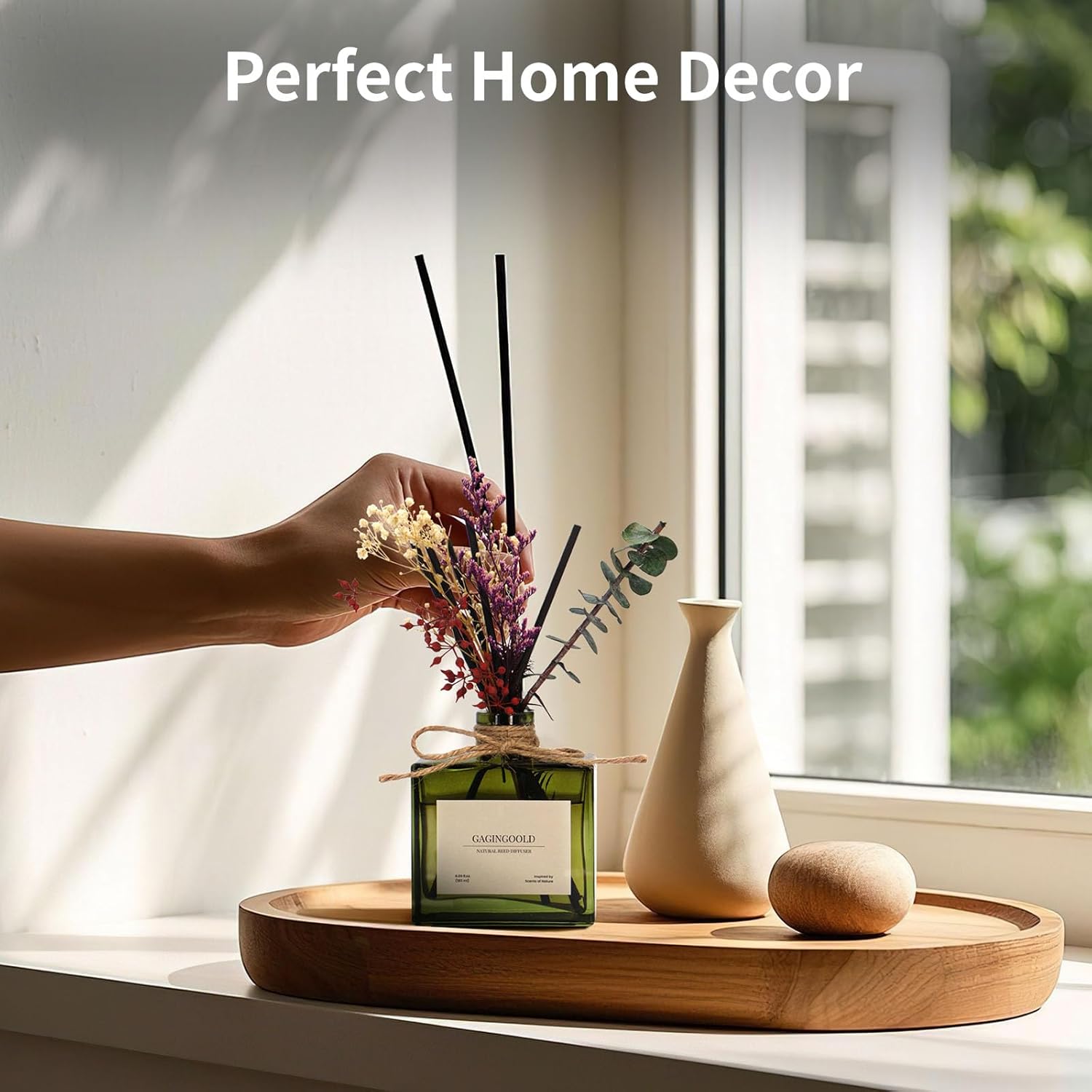 Gagingoold Reed Diffuser Set with 6 Fl Oz Sandalwood and Rose