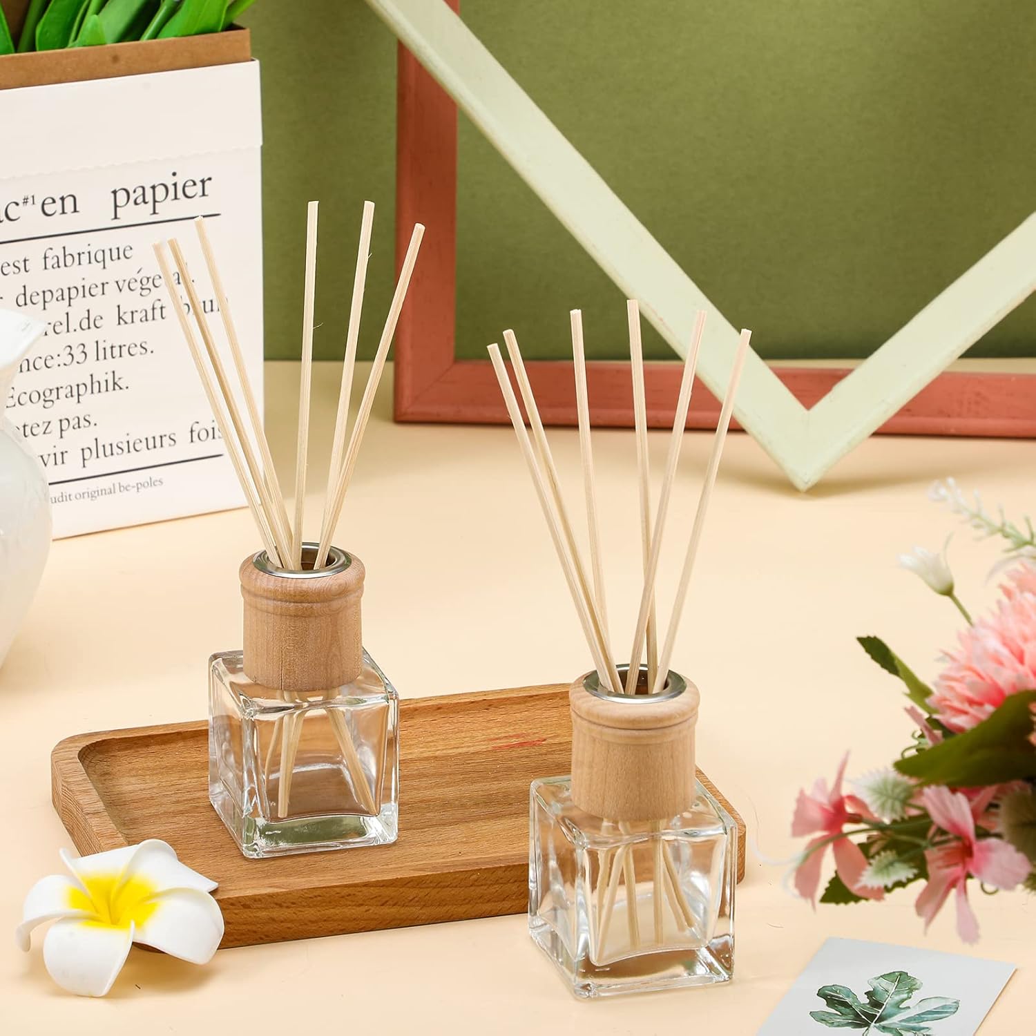 Roshtia 50 Set Reed Diffuser Bottles with Wooden Caps