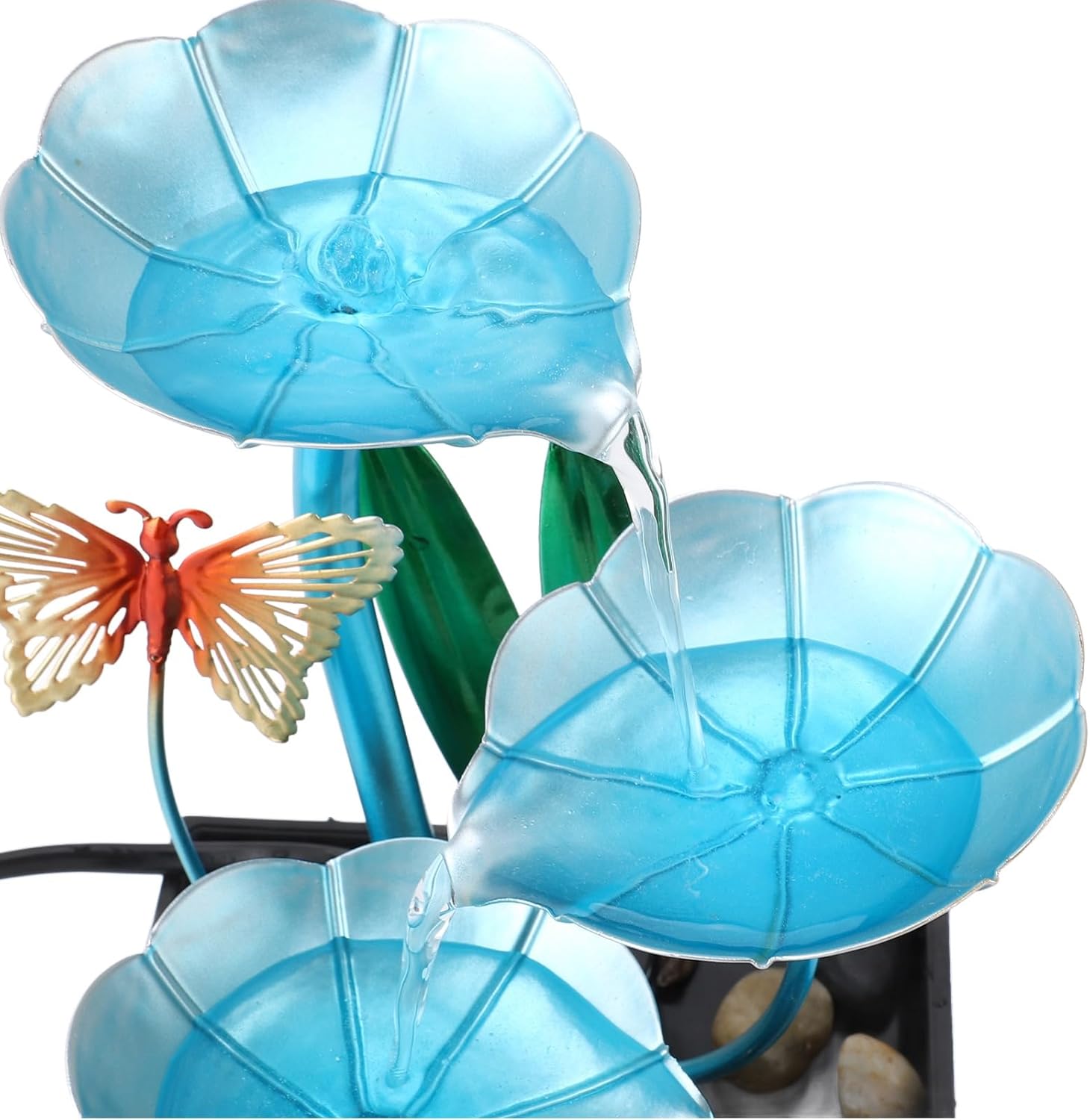 Tabletop Fountain with LED Light and USB Pump for Home Office Decor