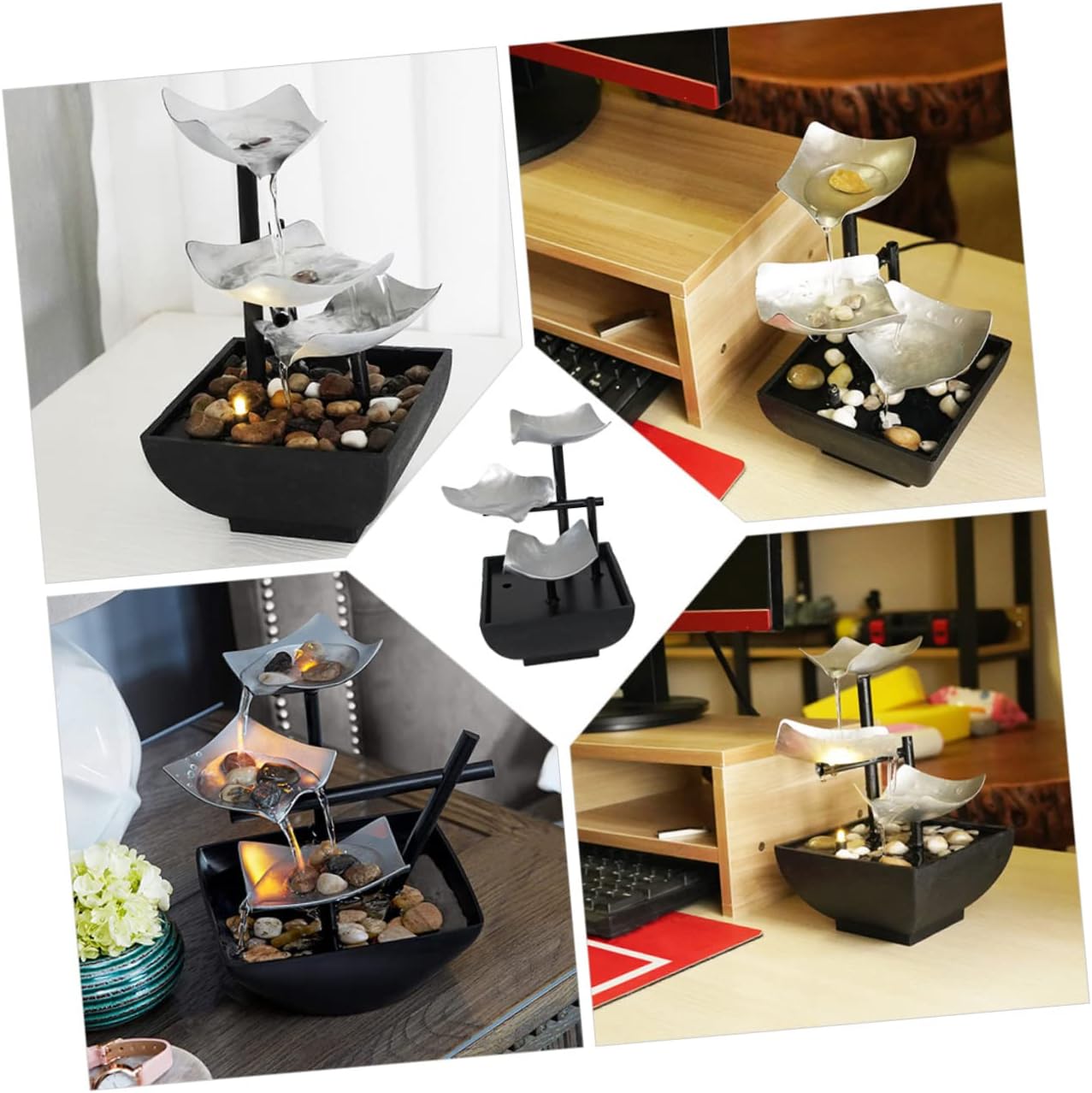 Zerodeko Tabletop Running Water Fountain Office Decor