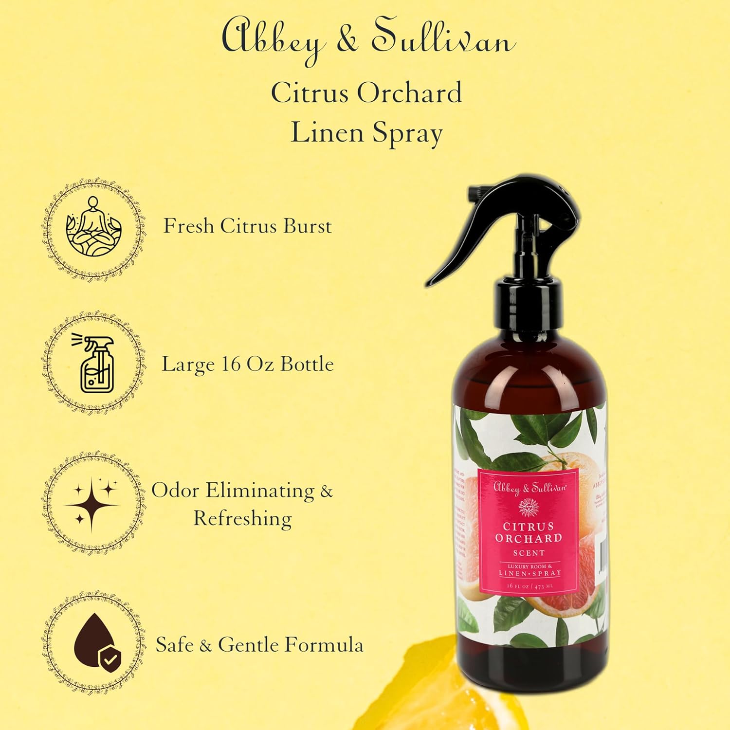 Abbey Sullivan Linen Spray Citrus Orchard 16 oz Pack of 2
