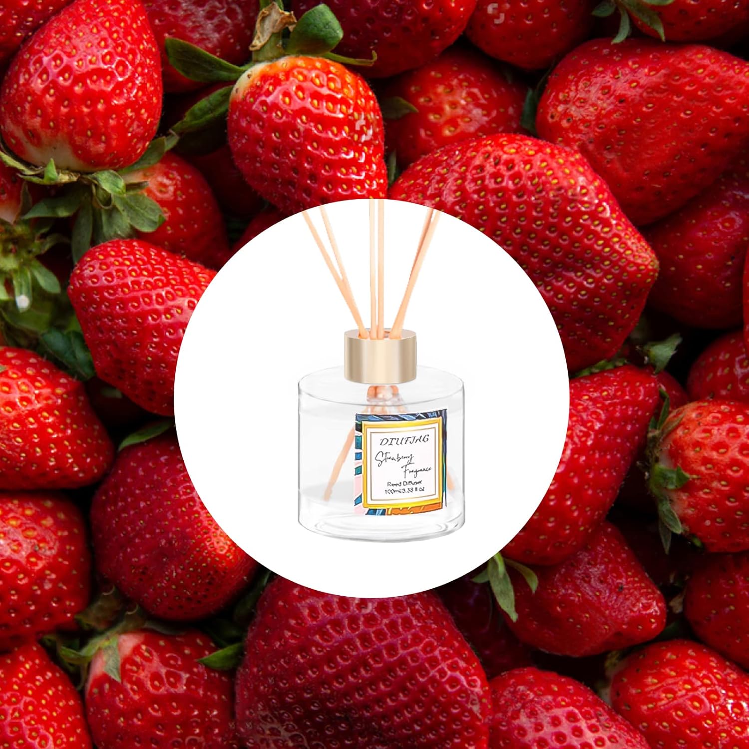 DIUFJAG 150ml Reed Diffuser Set with 100ml Strawberry Scent