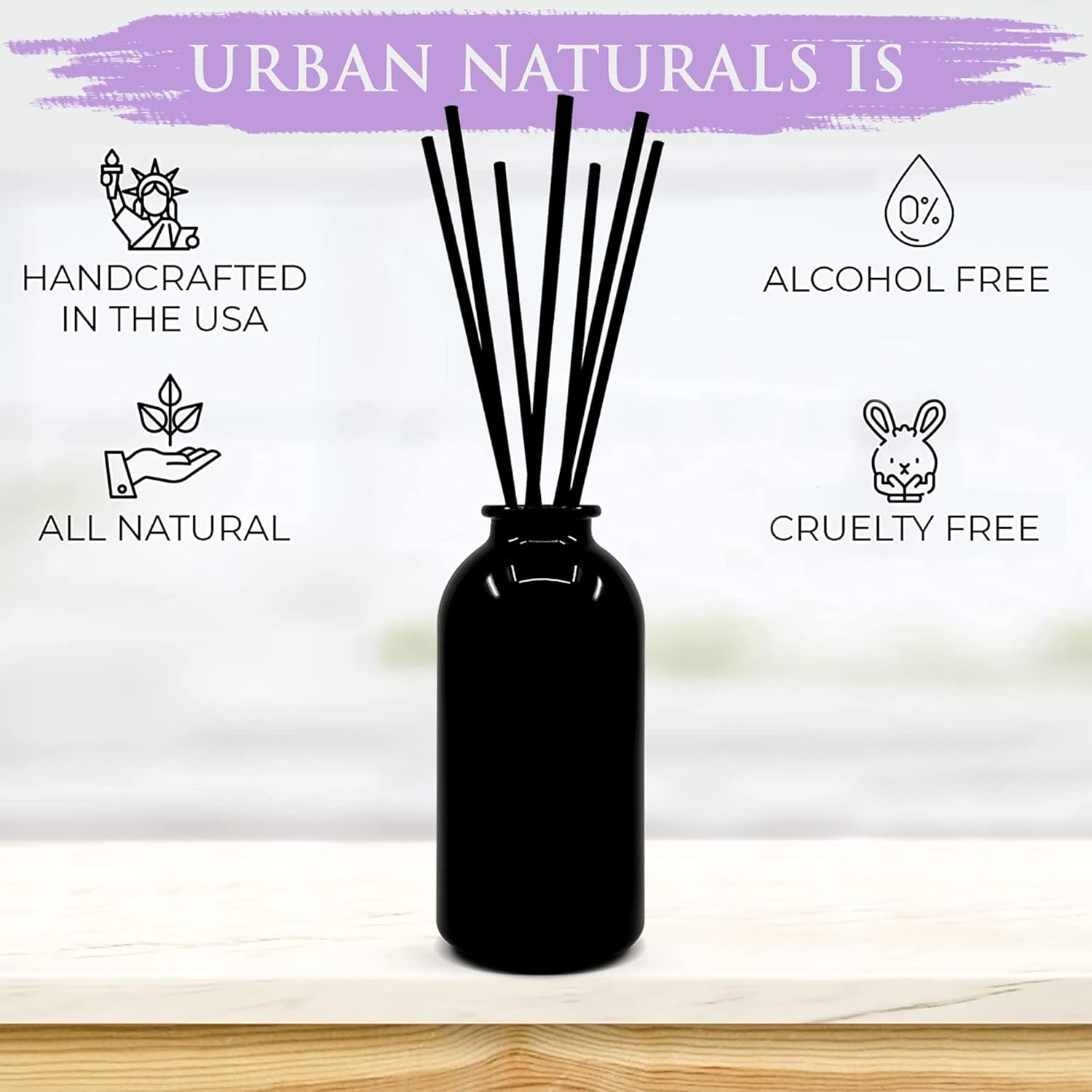 Urban Naturals Lavender Fields Reed Diffuser Set with Real Lavender Stems