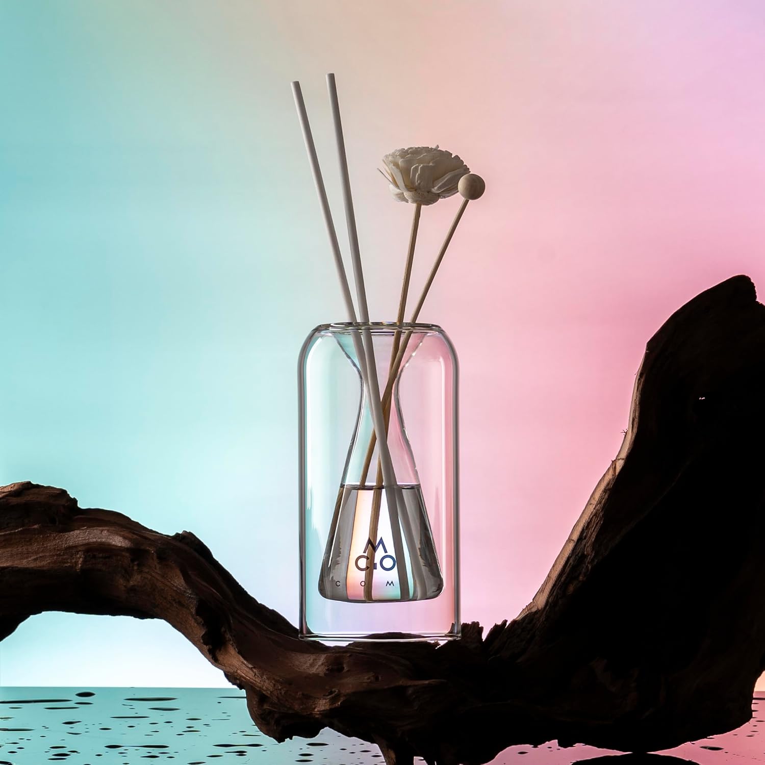 COMI Empty Glass Diffuser Bottles with Reed Sticks and Luminous Base