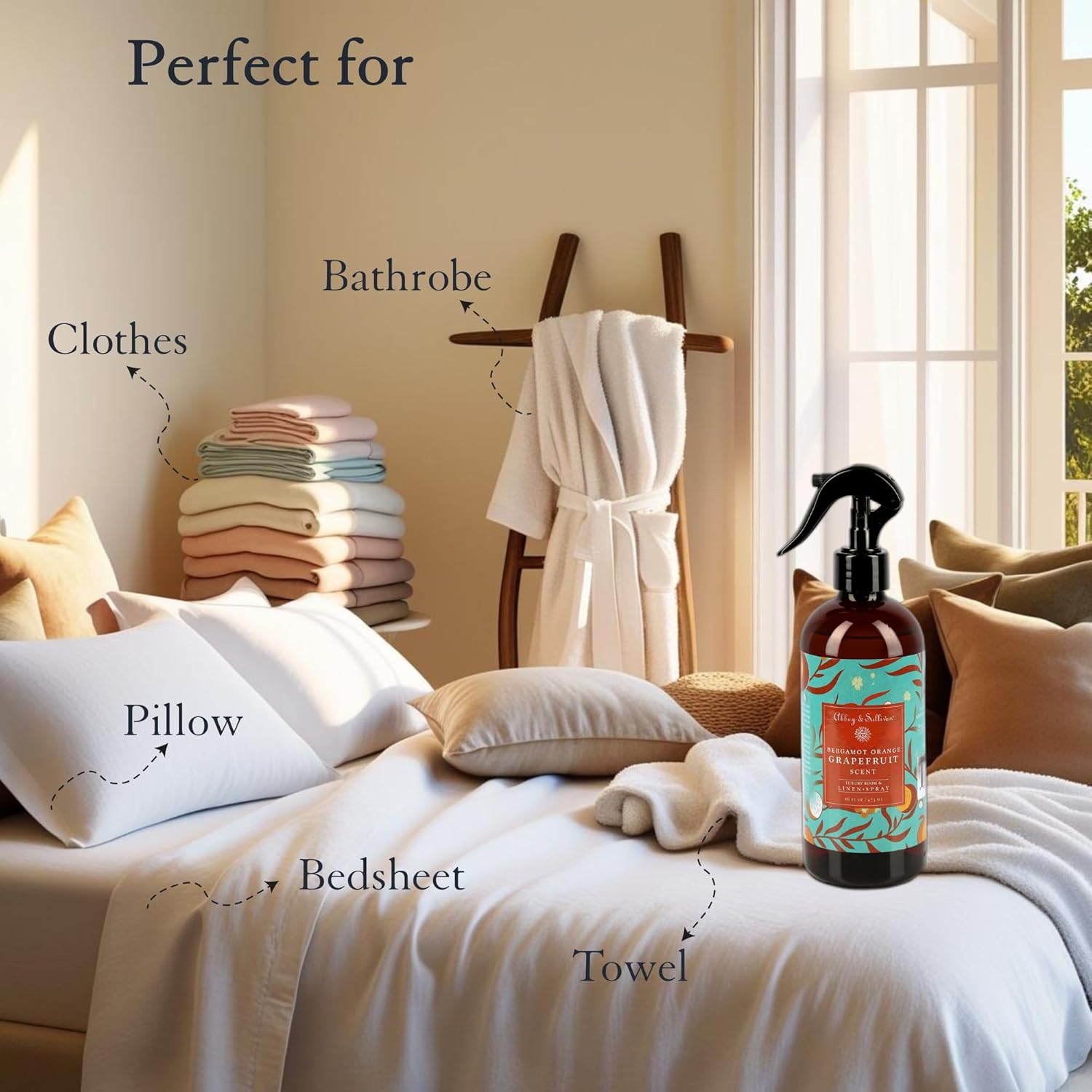 Abbey Sullivan Linen Spray Bergamot Orange Grapefruit 16 oz