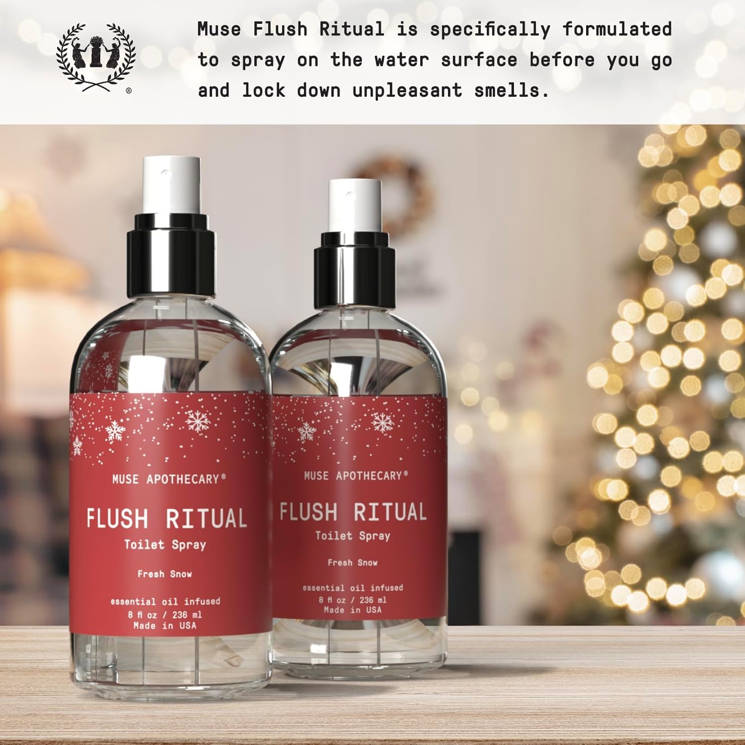 Muse Apothecary Flush Ritual Toilet Spray - Fresh Snow Pack of 3