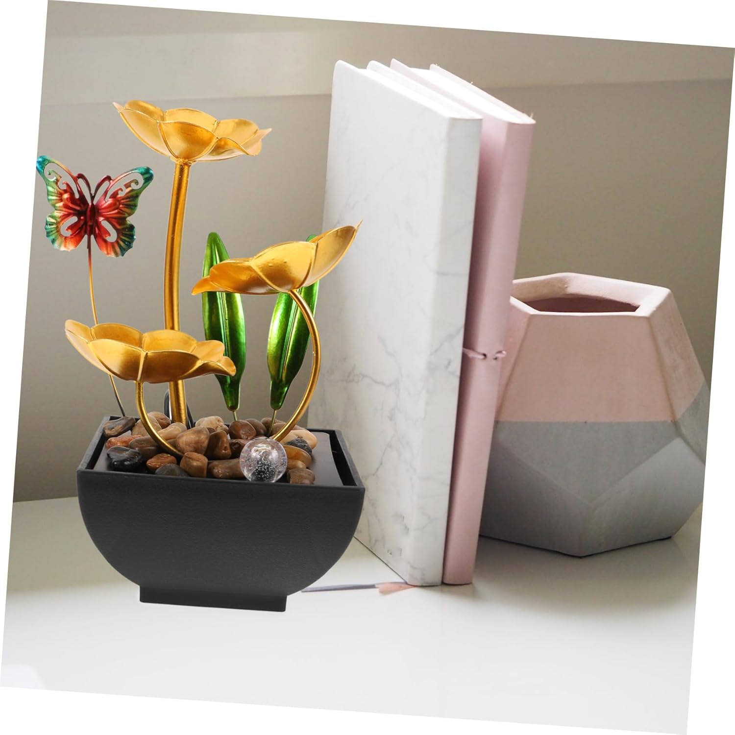 Vaguelly Solar-Powered Tabletop Fountain with Realistic Water Flow