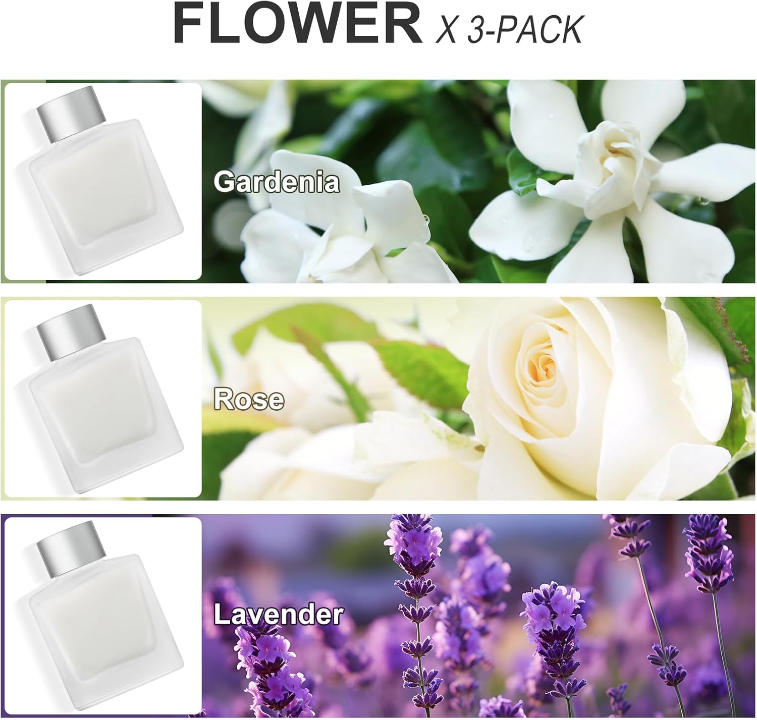 Aeeteek Reed Diffuser Set of 3 with Fragrance Oil