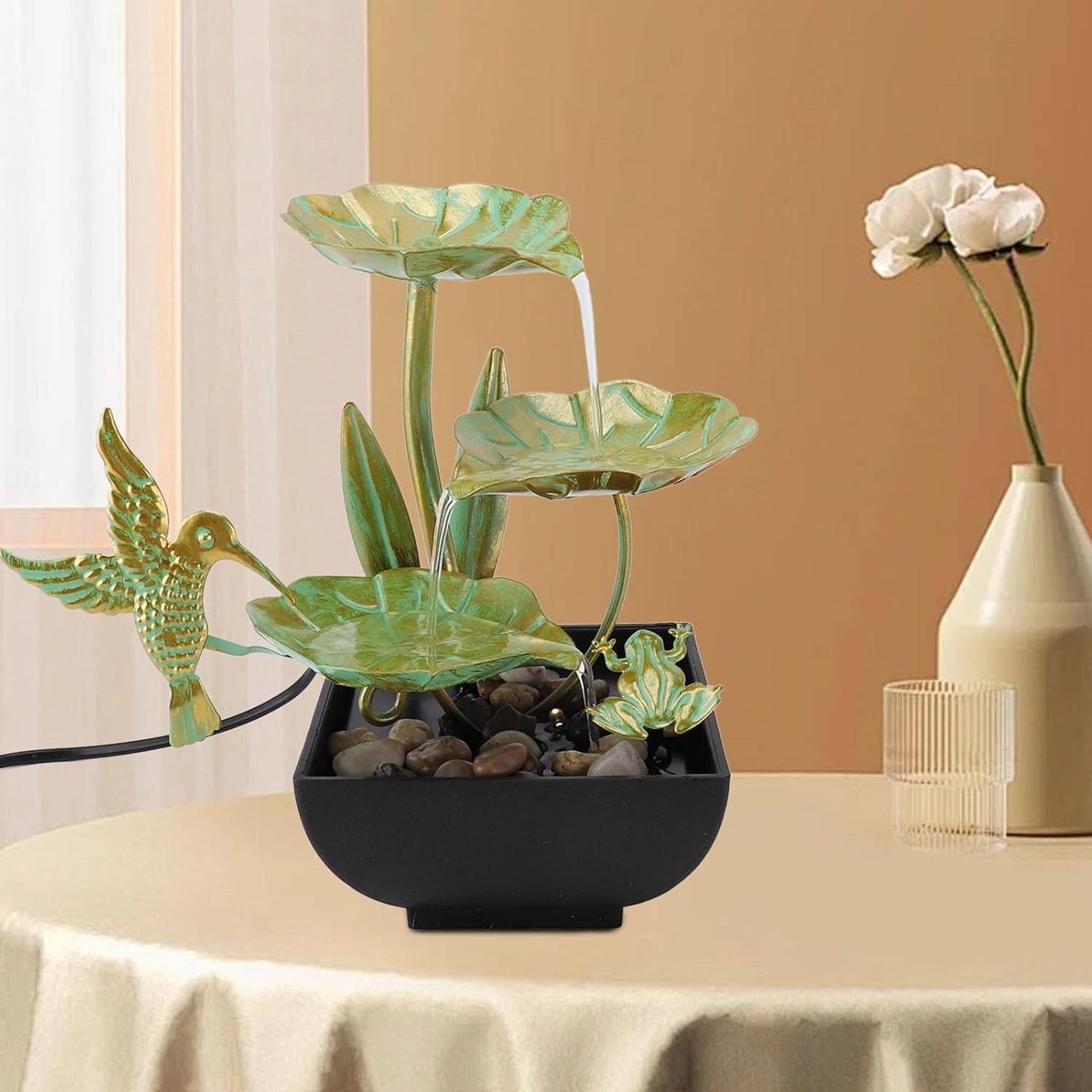 Zen Water Fountain with LED Light and Quiet Pump 1