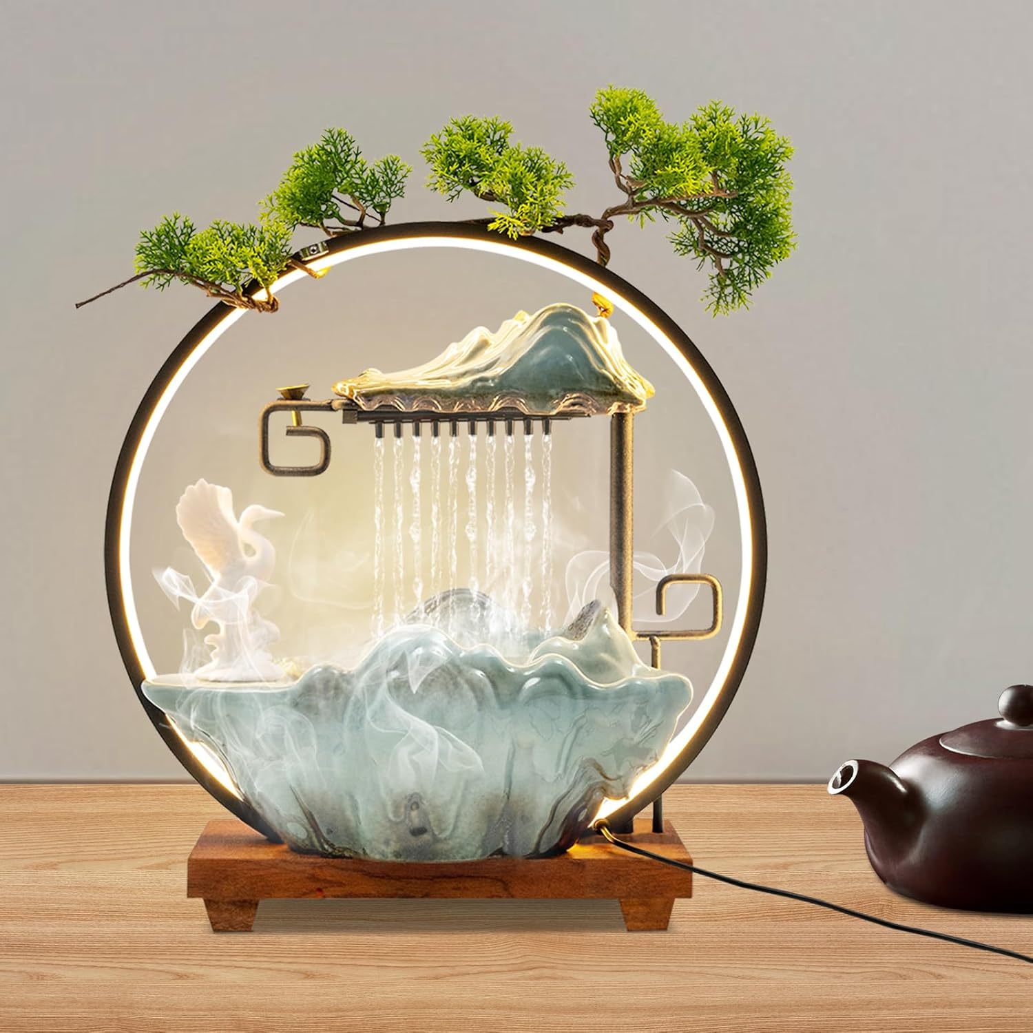 Haraisyo Romantic Tabletop Water Fountain with LED Light