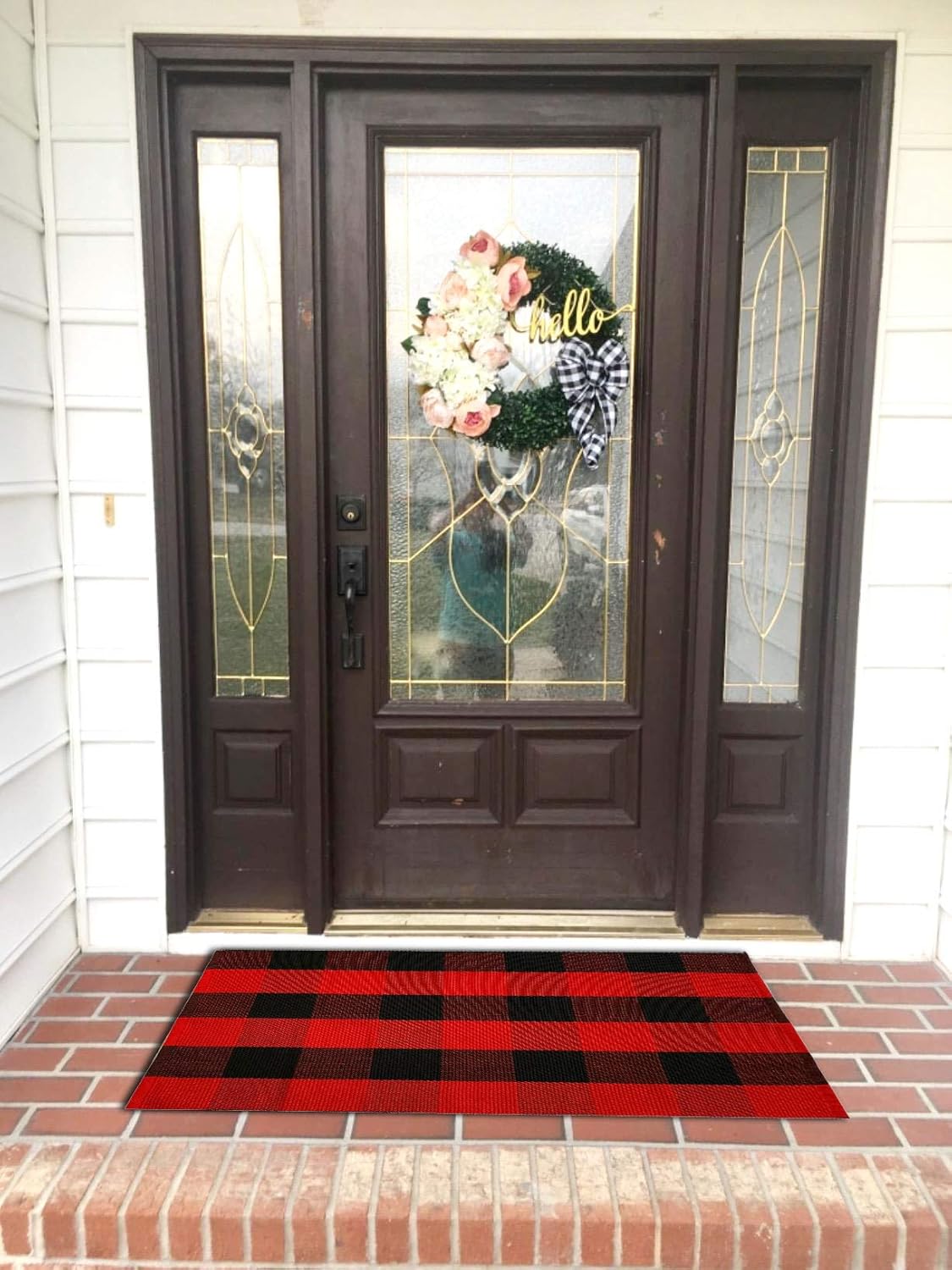 UKELER Buffalo Plaid Outdoor Rug 2x42 Feet