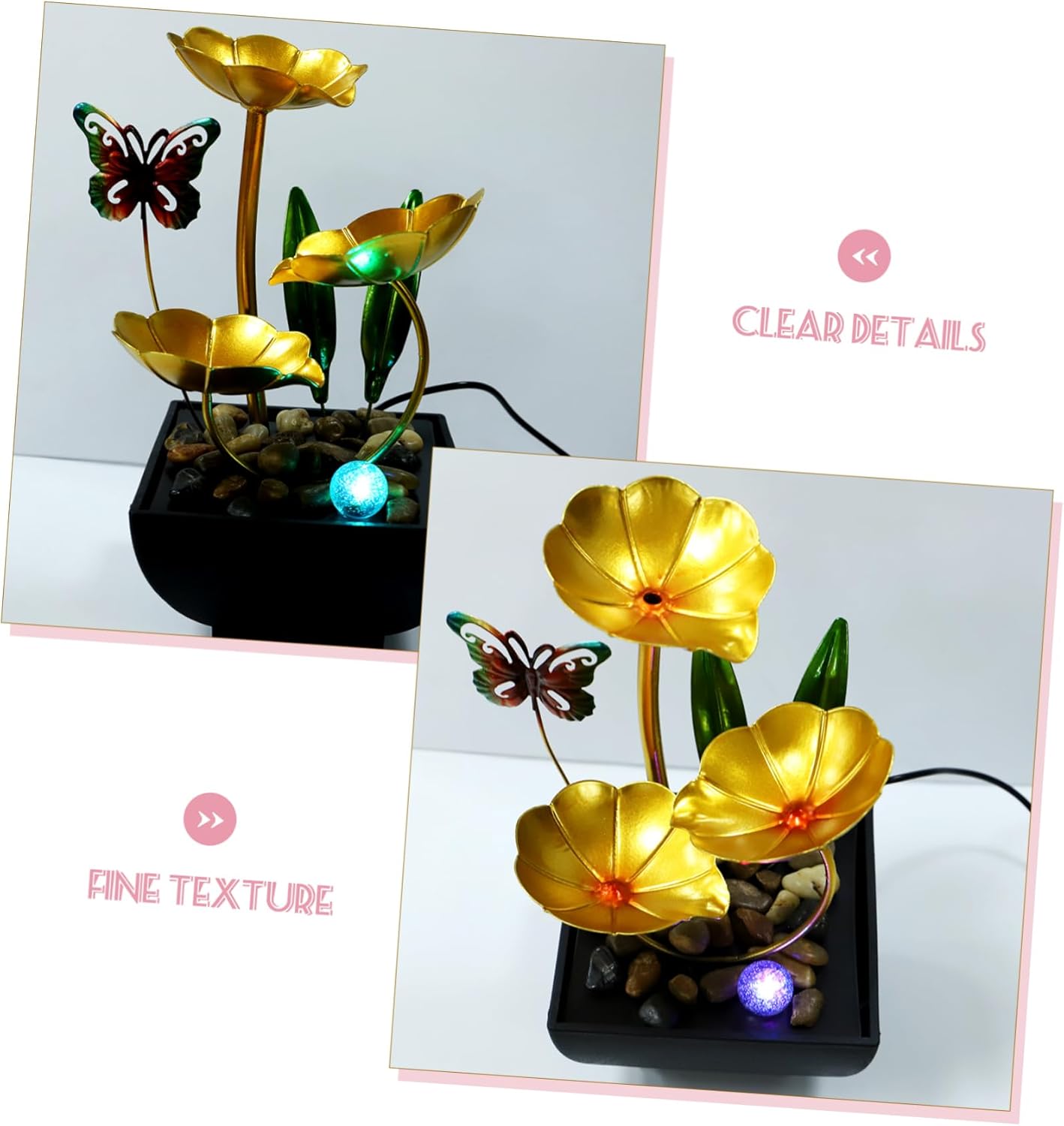 Indoor Water Feature Lotus Flower Fountain Tabletop Decor