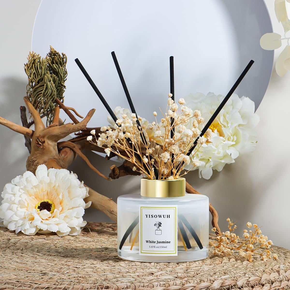 White Jasmine Reed Diffuser Set with 8 Sticks