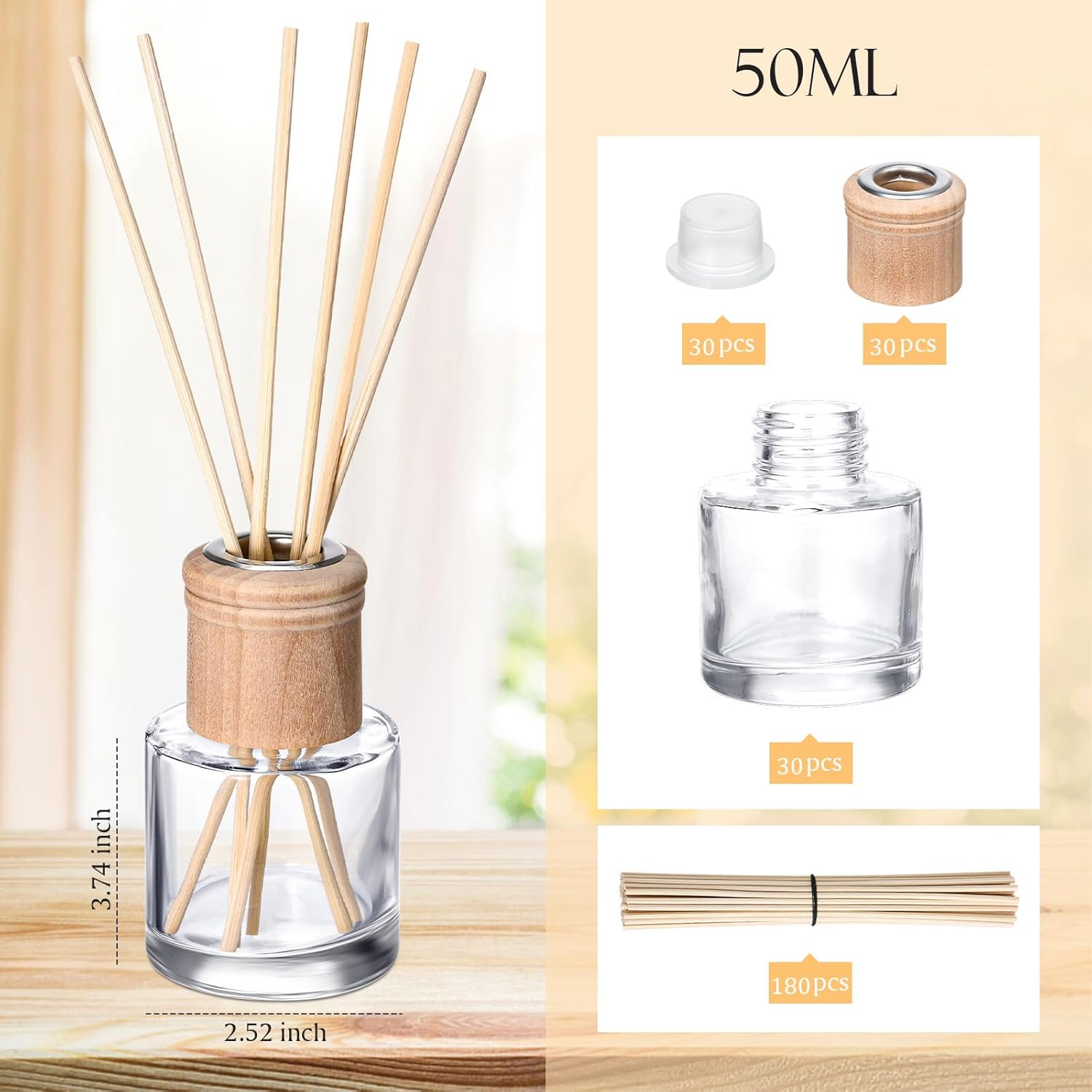 Roshtia 30 Set Glass Diffuser Bottles Refillable