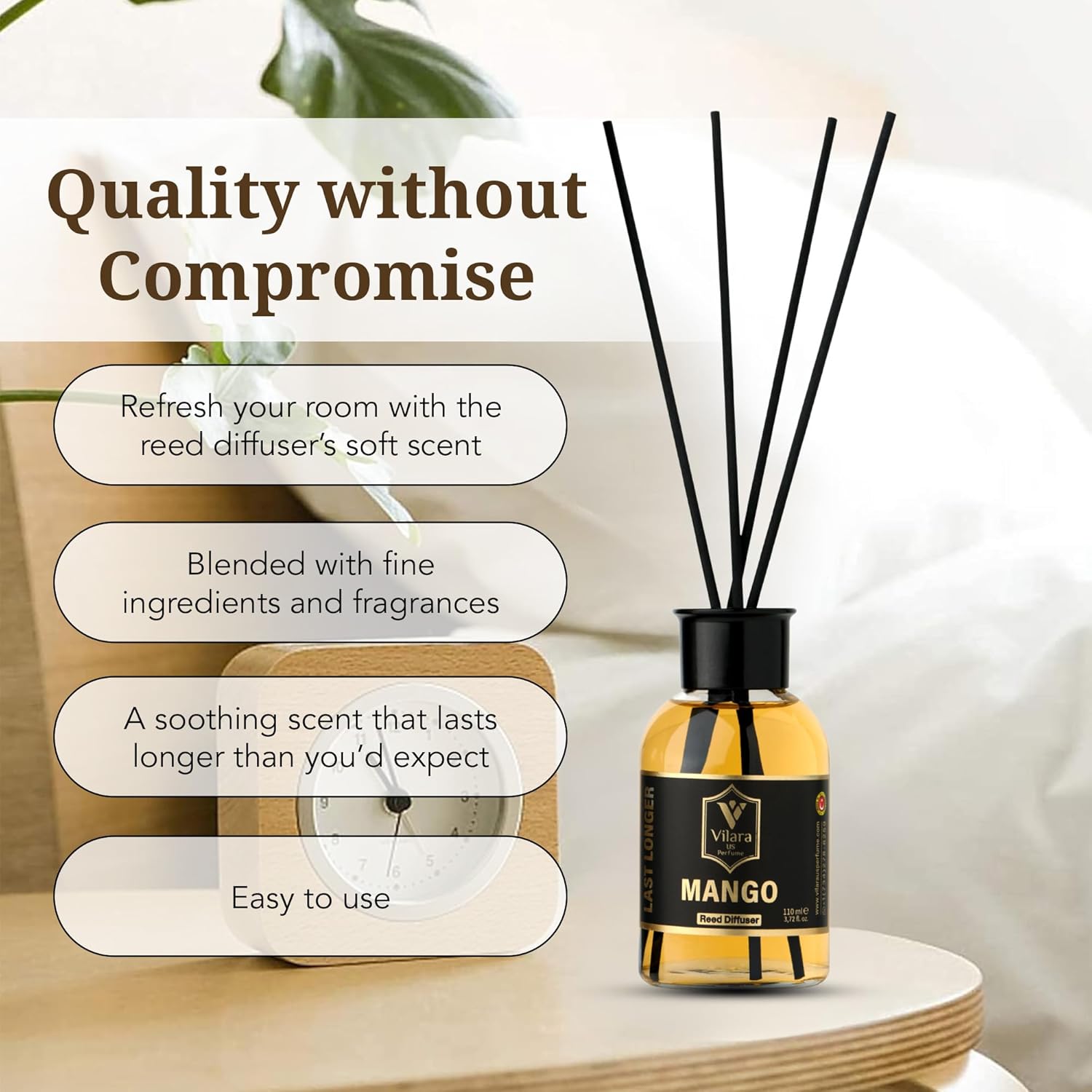 Mango Reed Diffuser Set - Tropical Scent for Home and Office